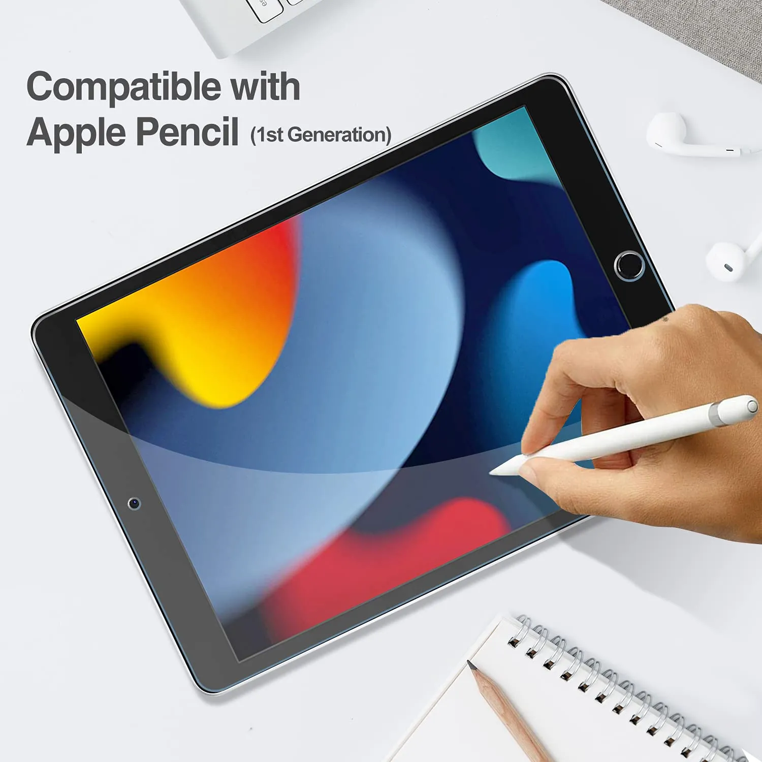 ProCase Pellicola Protettiva in Vetro Temperato per iPad 9 2021, iPad 8 2020, iPad 7 2019 10.2 Pollici, 1 Pezzo - immagine 4
