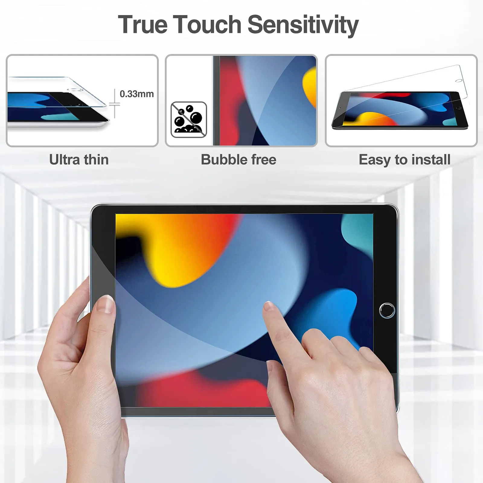 ProCase Pellicola Protettiva in Vetro Temperato per iPad 9 2021, iPad 8 2020, iPad 7 2019 10.2 Pollici, 1 Pezzo - immagine 5