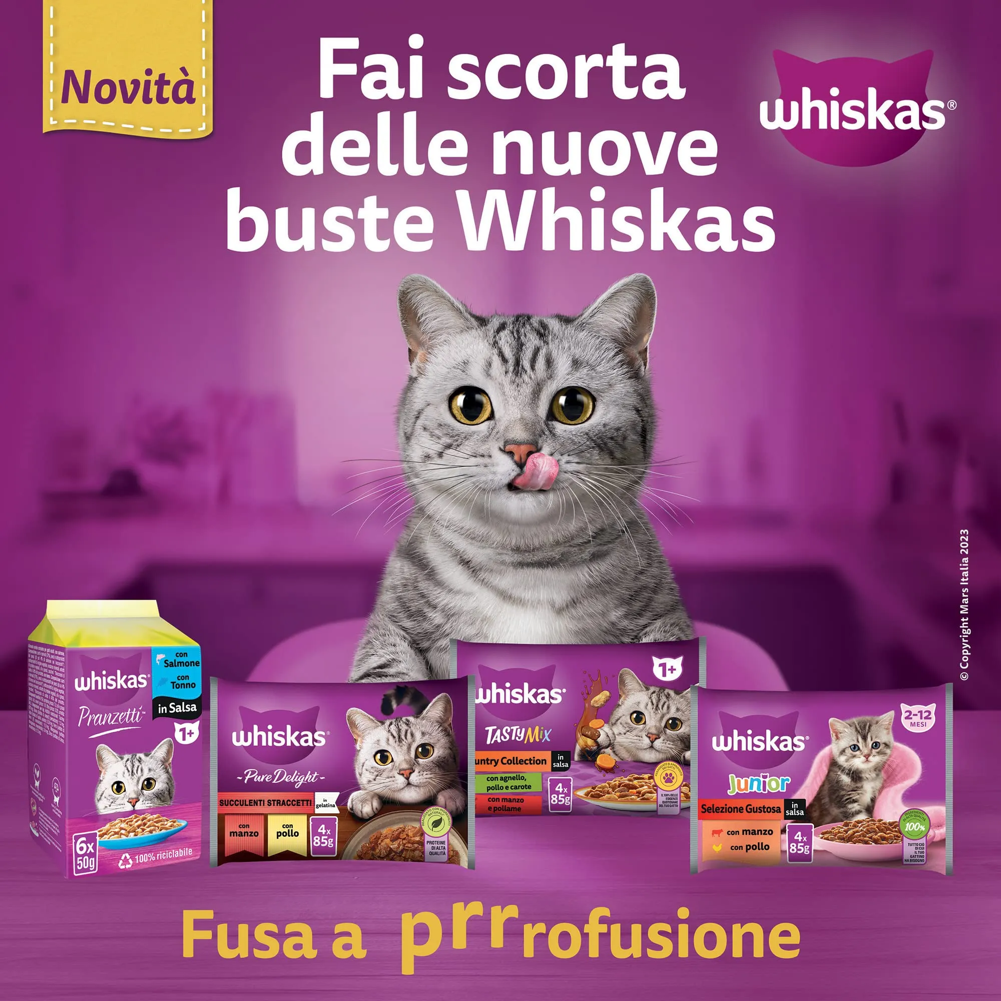 Whiskas Pranzetti Mari e Monti 1+ Adulto, Cibo Umido per Gatto, 6 x 50g - immagine 4