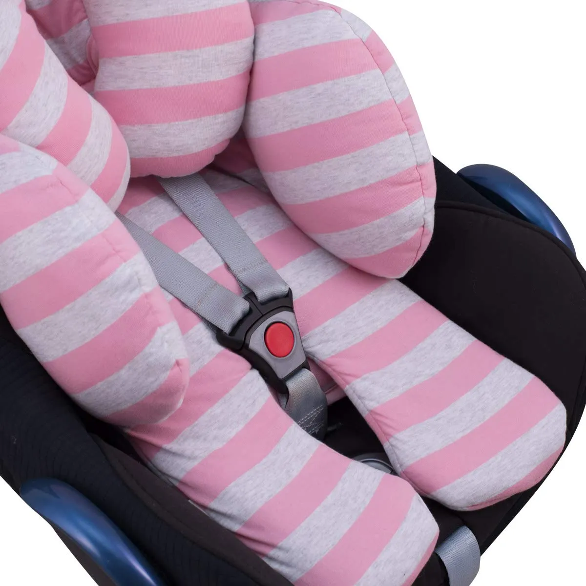 JYOKO Kids Riduttore Antiallergico Universale per Ovetto, Passeggino e Navicella, 100% Cotone, Pink Island, Supporto per Testa e Corpo - immagine 4