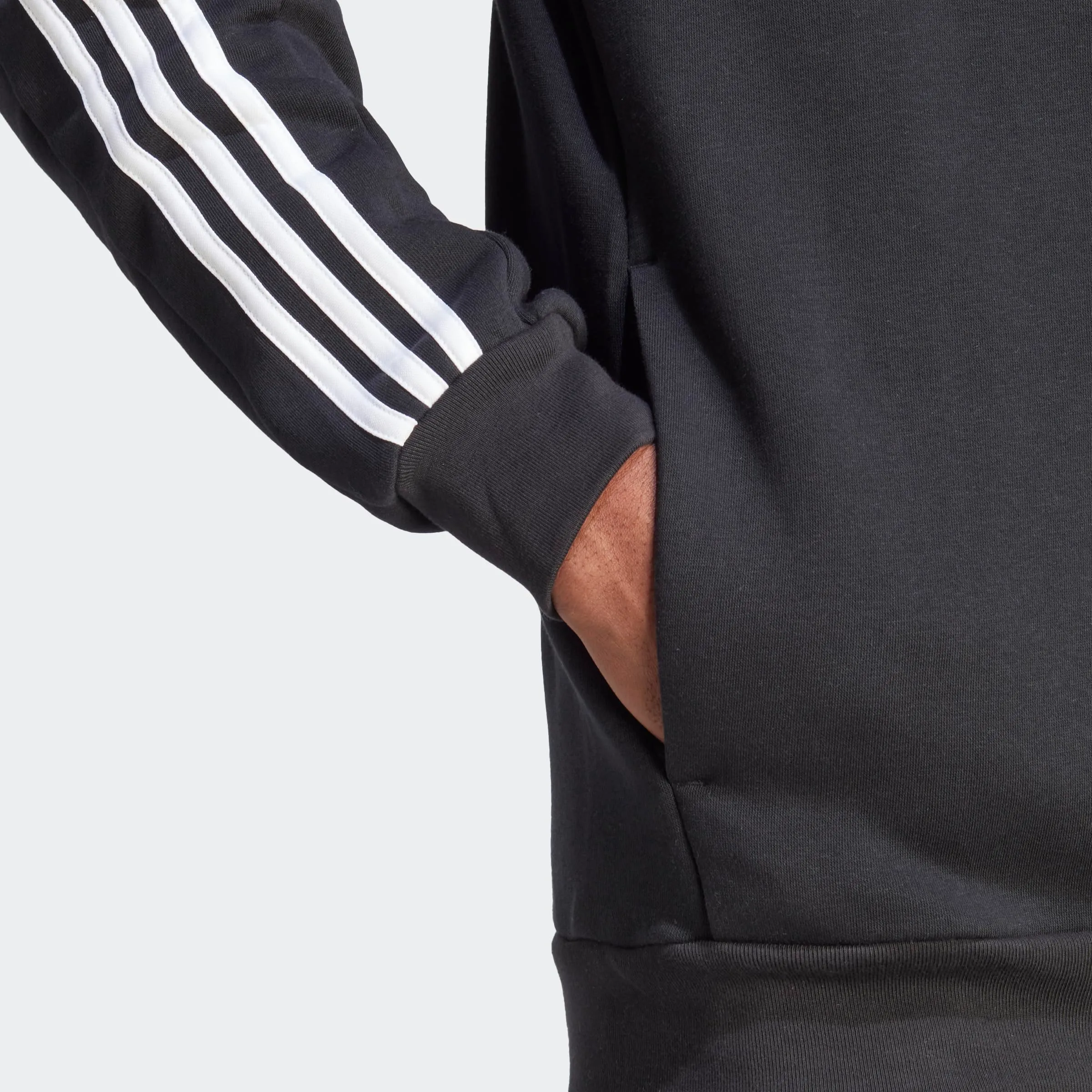 adidas Men's Essentials 3-Stripes Fleece Full-Zip Hoodie, Black - immagine 4