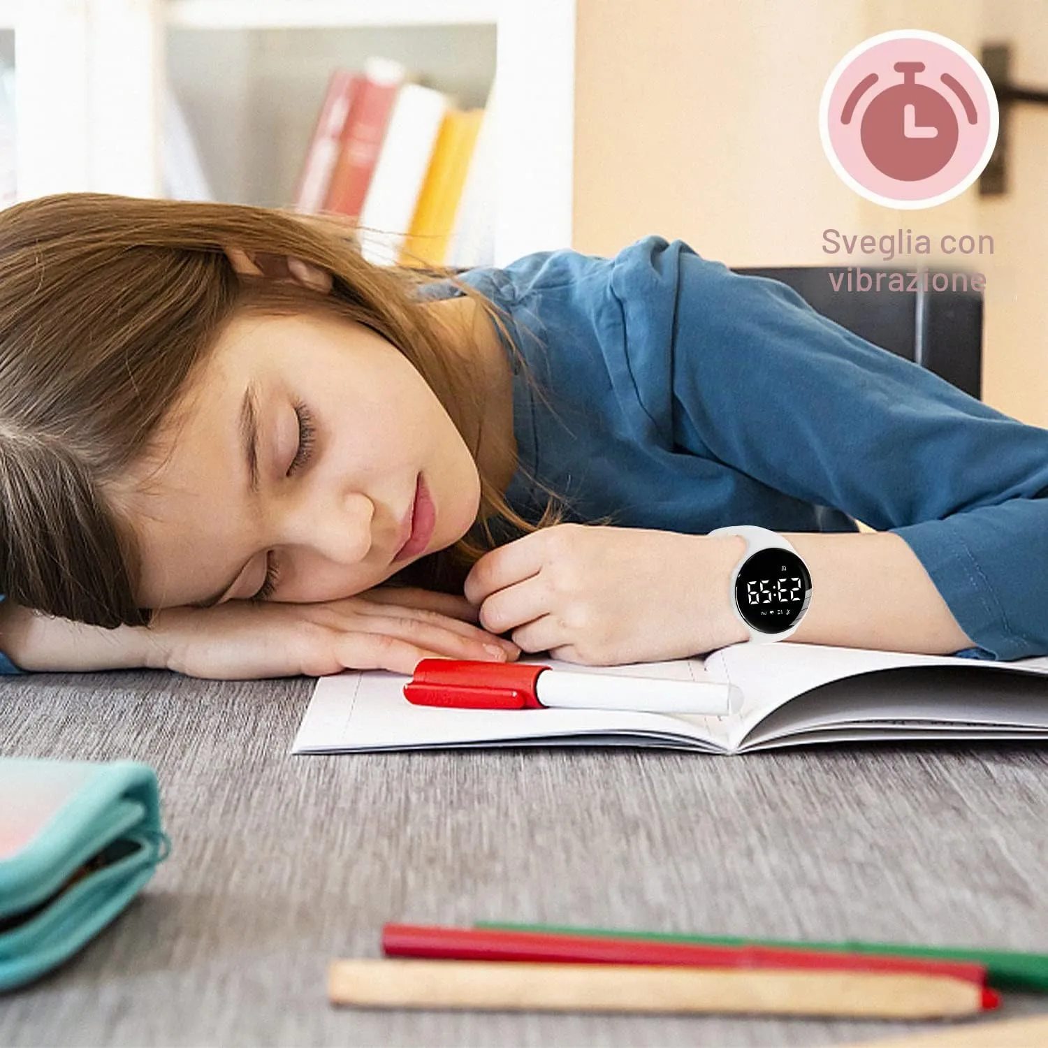 Ben Nevis T66A Orologio Digitale Fitness Tracker per Bambini e Ragazzi, Impermeabile, Ricaricabile, Cinturino in Silicone, Bianco - immagine 2