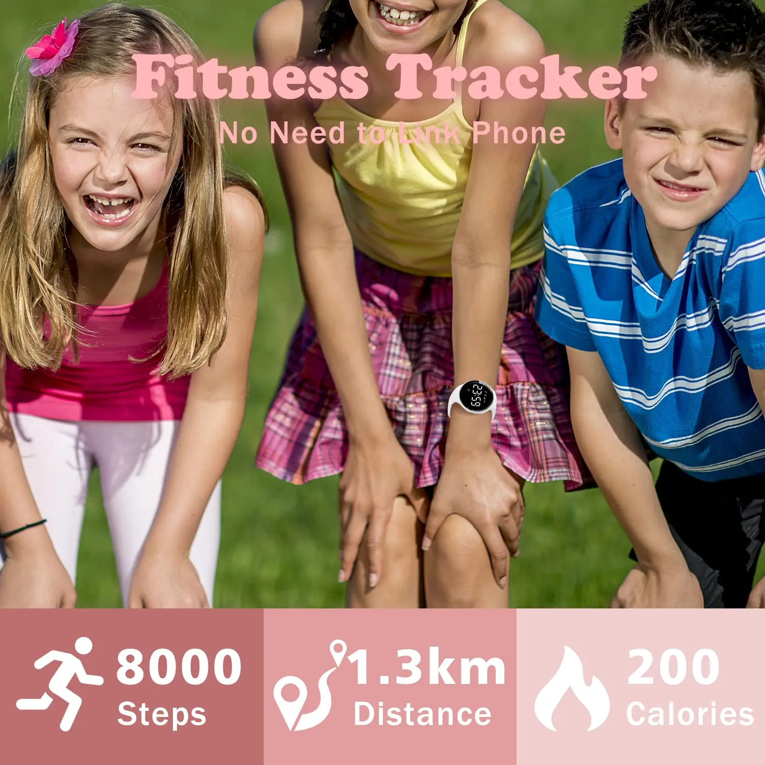 Ben Nevis T66A Orologio Digitale Fitness Tracker per Bambini e Ragazzi, Impermeabile, Ricaricabile, Cinturino in Silicone, Bianco - immagine 4