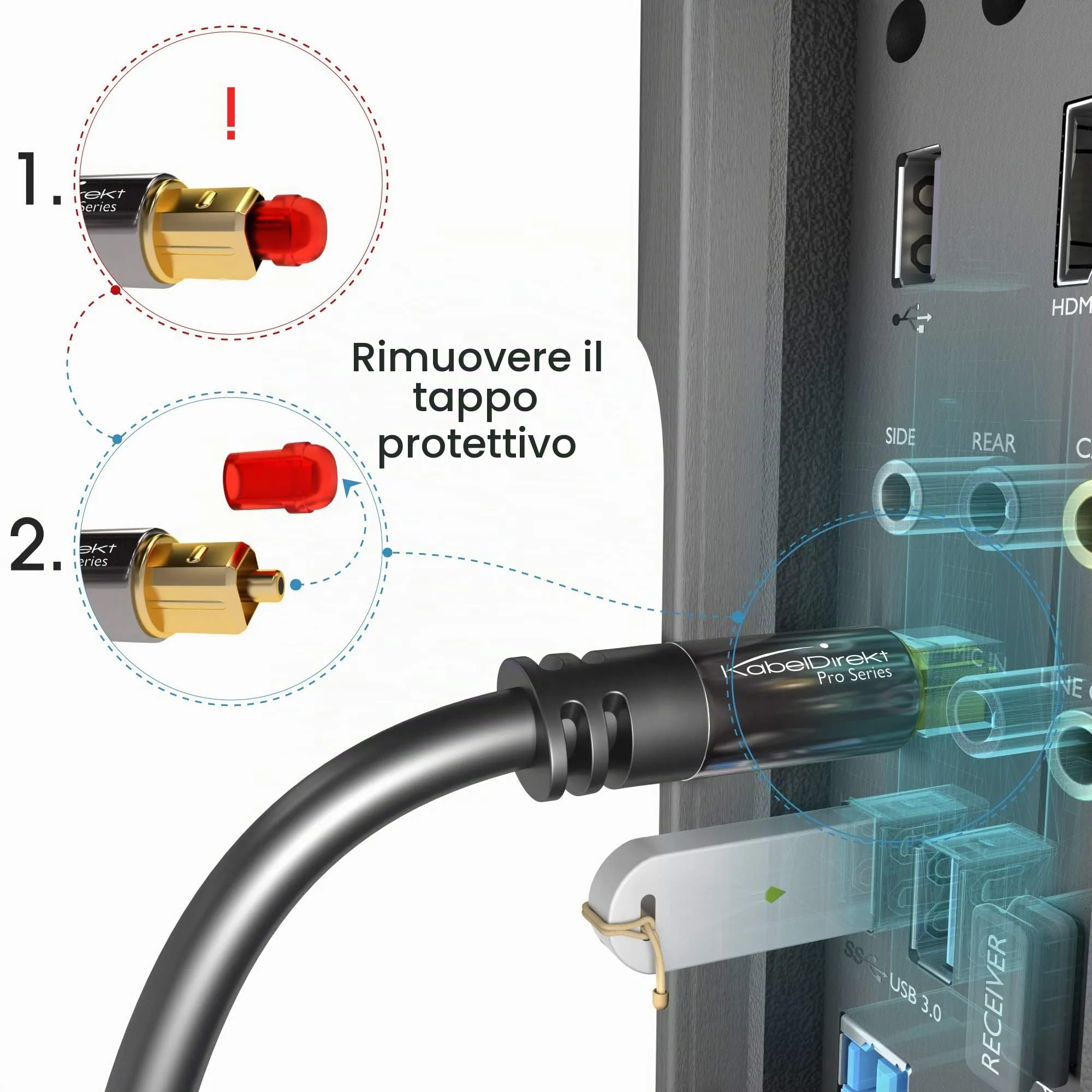 KabelDirekt Cavo Audio Ottico TOSLINK 1,8m - immagine 8