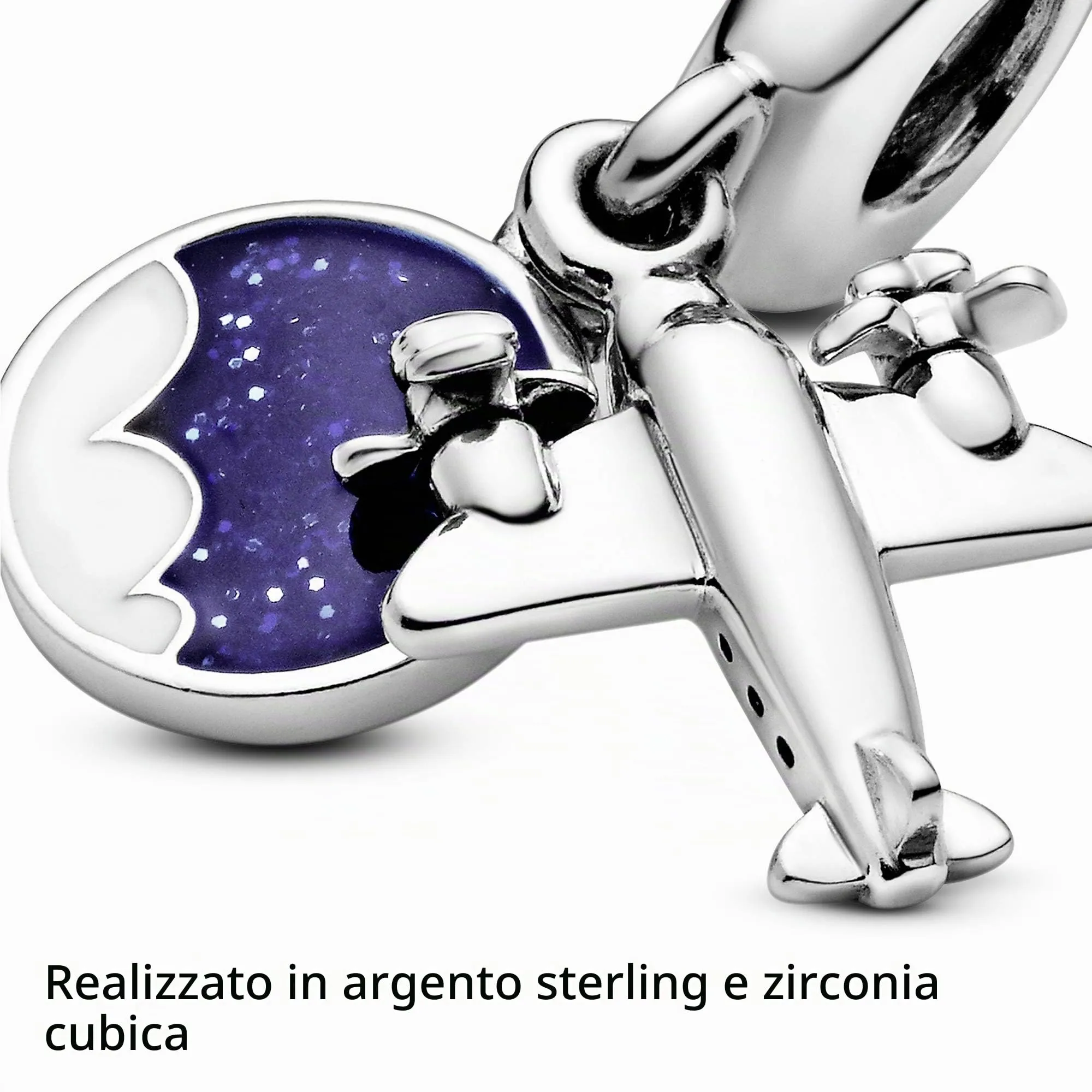 Pandora Ciondolo Aeroplano in Argento con Zirconi Cubici e Smalto Blu e Bianco - immagine 3