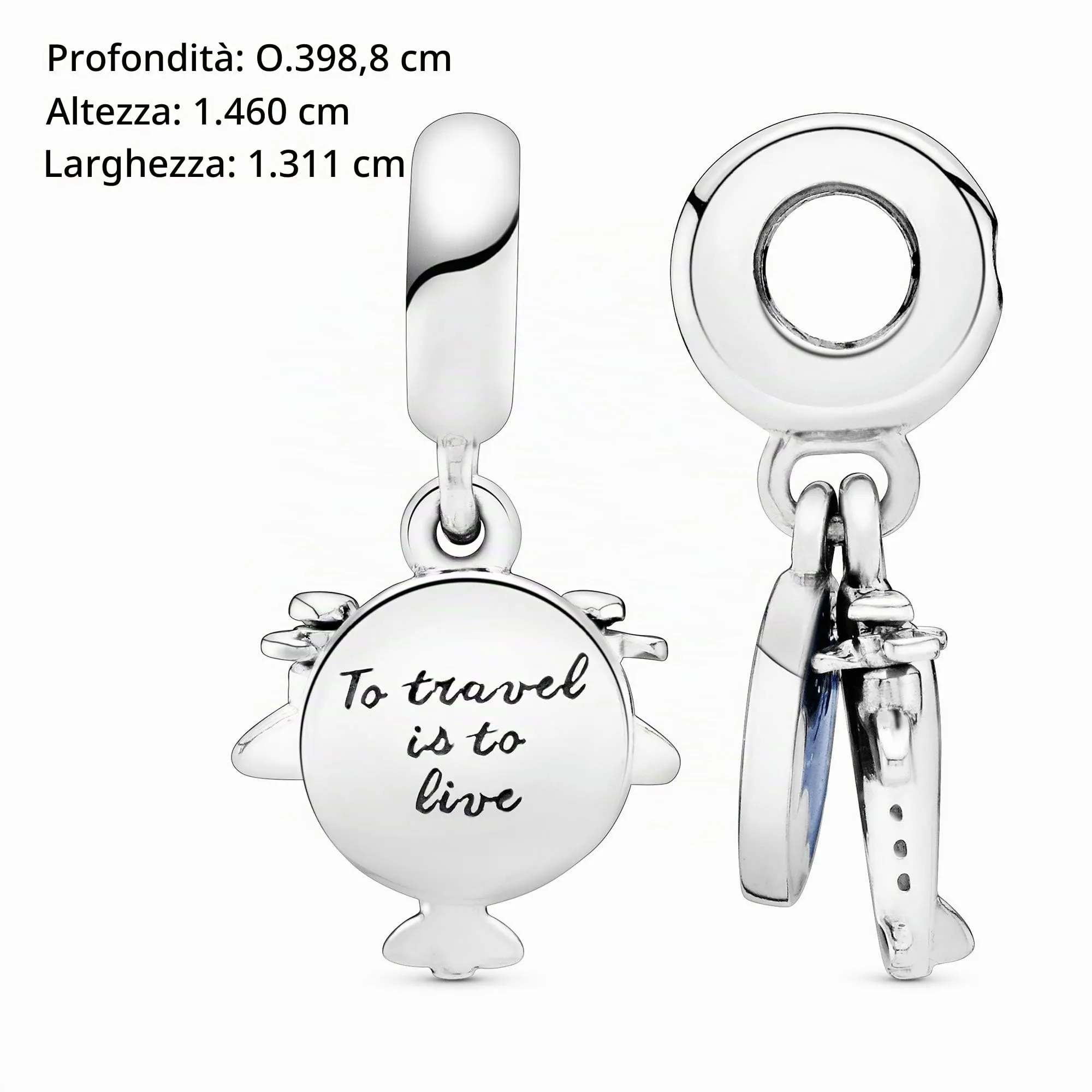 Pandora Ciondolo Aeroplano in Argento con Zirconi Cubici e Smalto Blu e Bianco - immagine 6