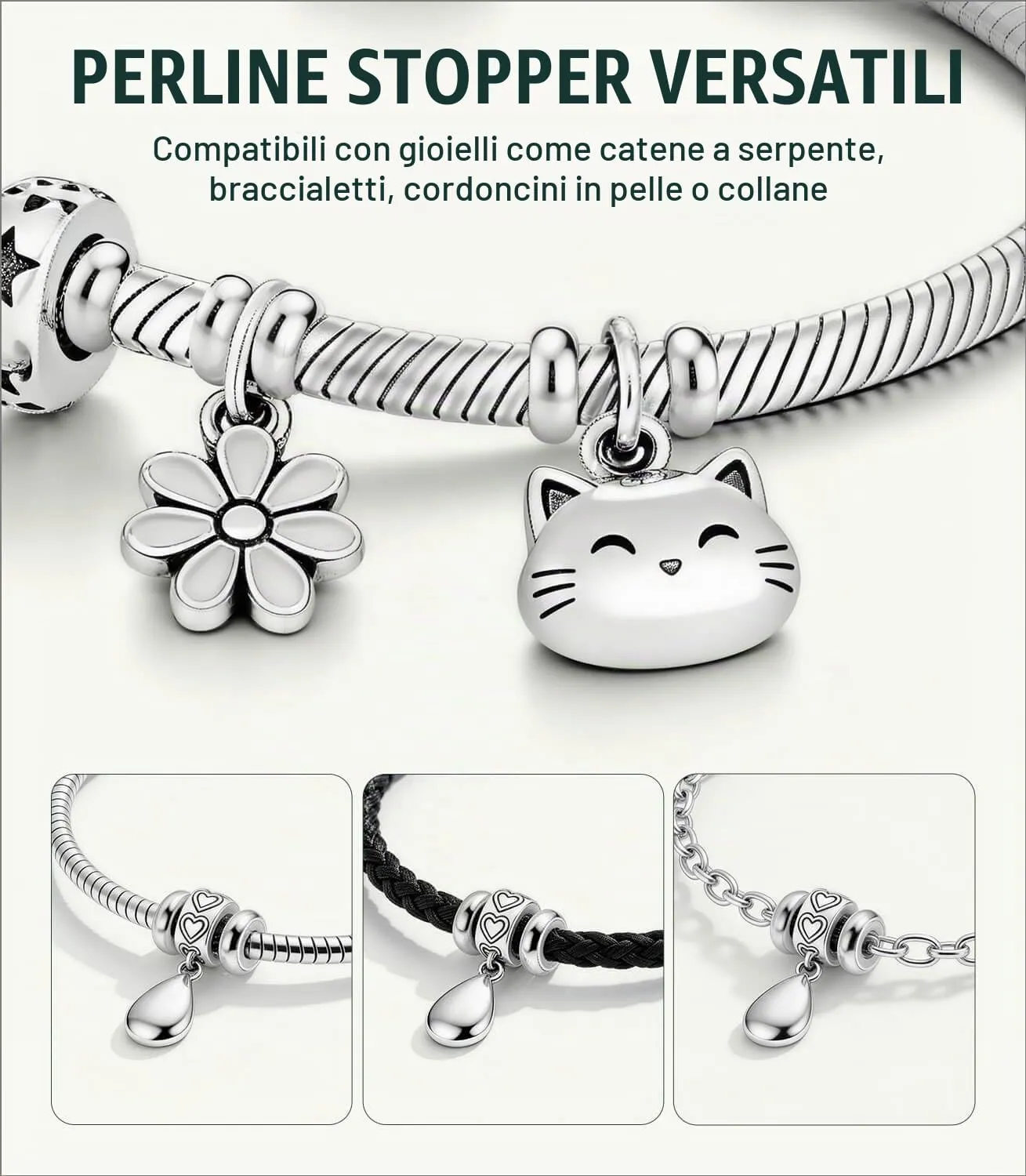 LOVANS Clip Ferma Charm Stopper in Silicone per Bracciale Argento Sterling 925, 2 Pezzi - immagine 6