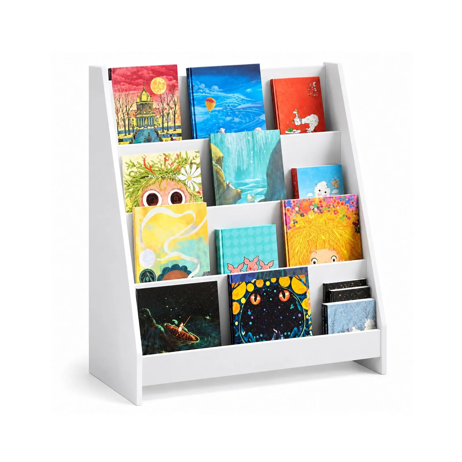 SoBuy Libreria Montessori Bianca, 80cm, 4 Piani, Angoli Tondi, Antiribaltamento - immagine 1