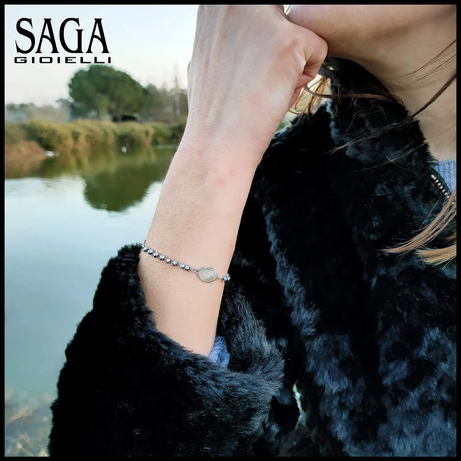SAGA GIOIELLI Bracciale Rosario Cristalli Argentati Acciaio Unisex - immagine 5