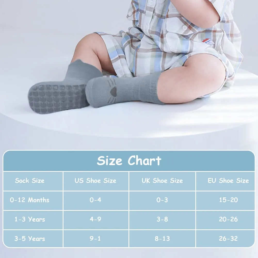 Vicloon Calzini Antiscivolo per Bambini, 5 Paia, Cotone, 1-3 Anni, Motivi Animali - immagine 3