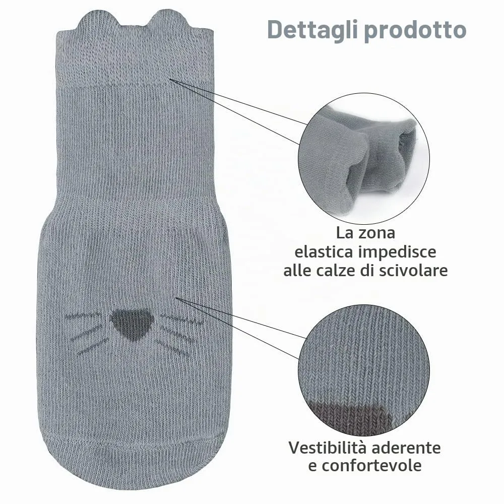Vicloon Calzini Antiscivolo per Bambini, 5 Paia, Cotone, 1-3 Anni, Motivi Animali - immagine 4