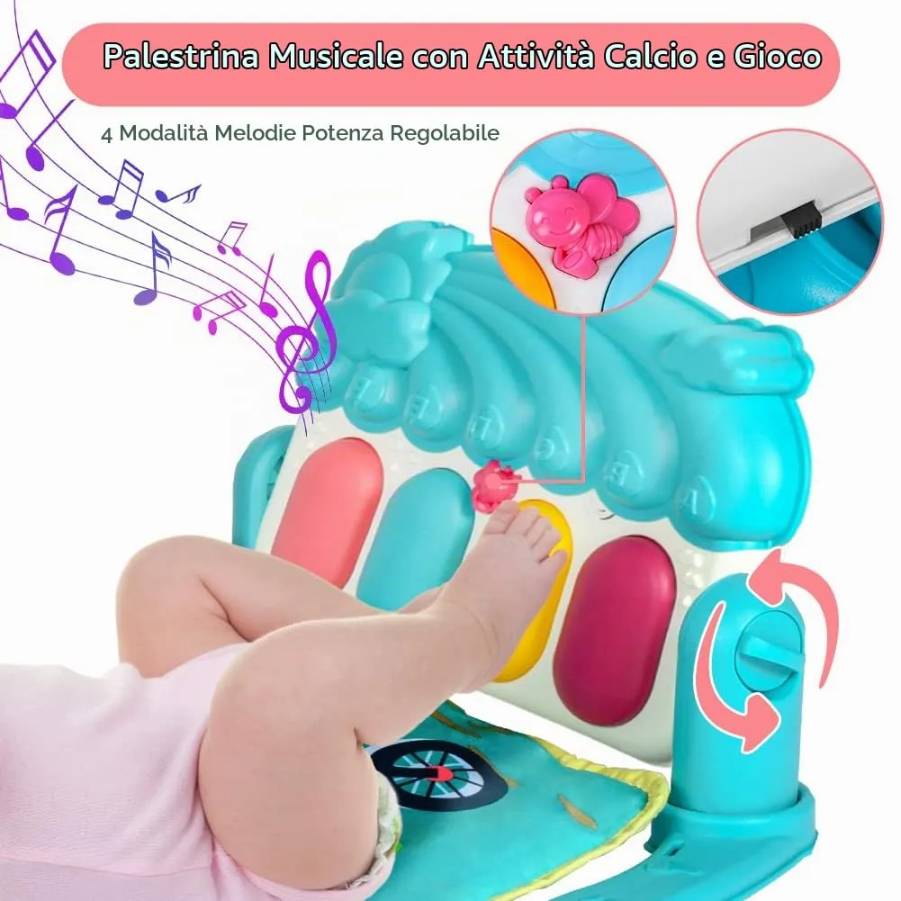 Aomig Tappetino da Gioco e Palestrina per Bambini, Tappetino Imbottito con Tastiera Musicale, 0-36 Mesi - immagine 4