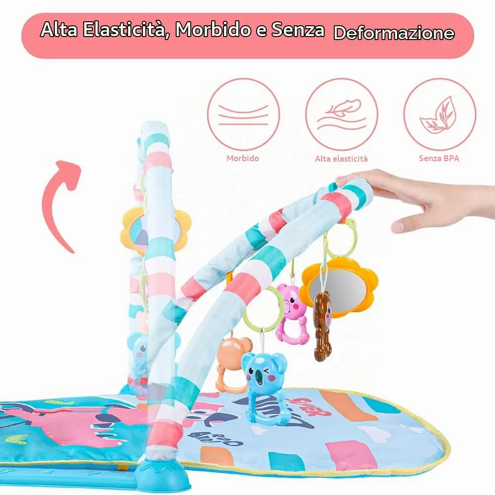 Aomig Tappetino da Gioco e Palestrina per Bambini, Tappetino Imbottito con Tastiera Musicale, 0-36 Mesi - immagine 5