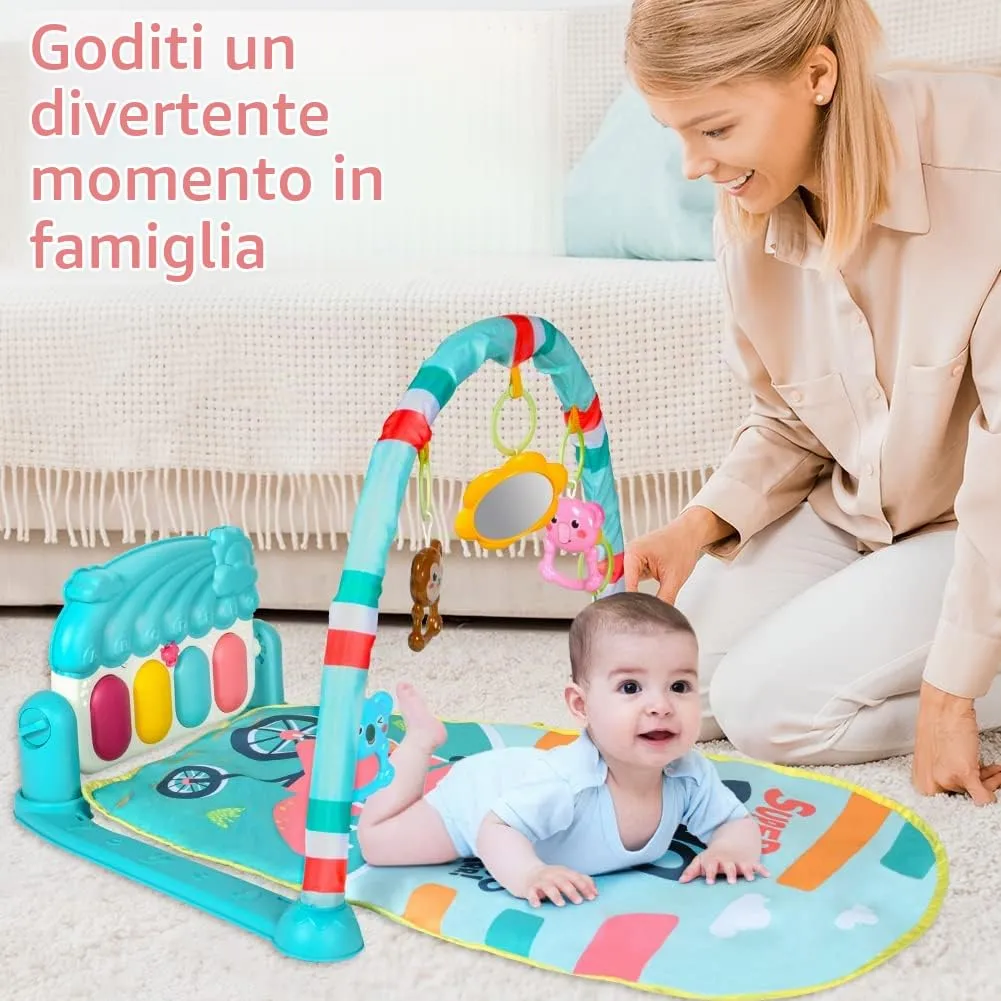 Aomig Tappetino da Gioco e Palestrina per Bambini, Tappetino Imbottito con Tastiera Musicale, 0-36 Mesi - immagine 7
