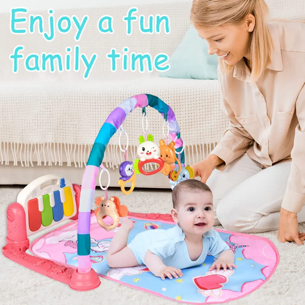 Aomig Palestra per Bambini con Tappetino, Piano Musicale e Arco Attività per Neonati 0-36 Mesi - immagine 7