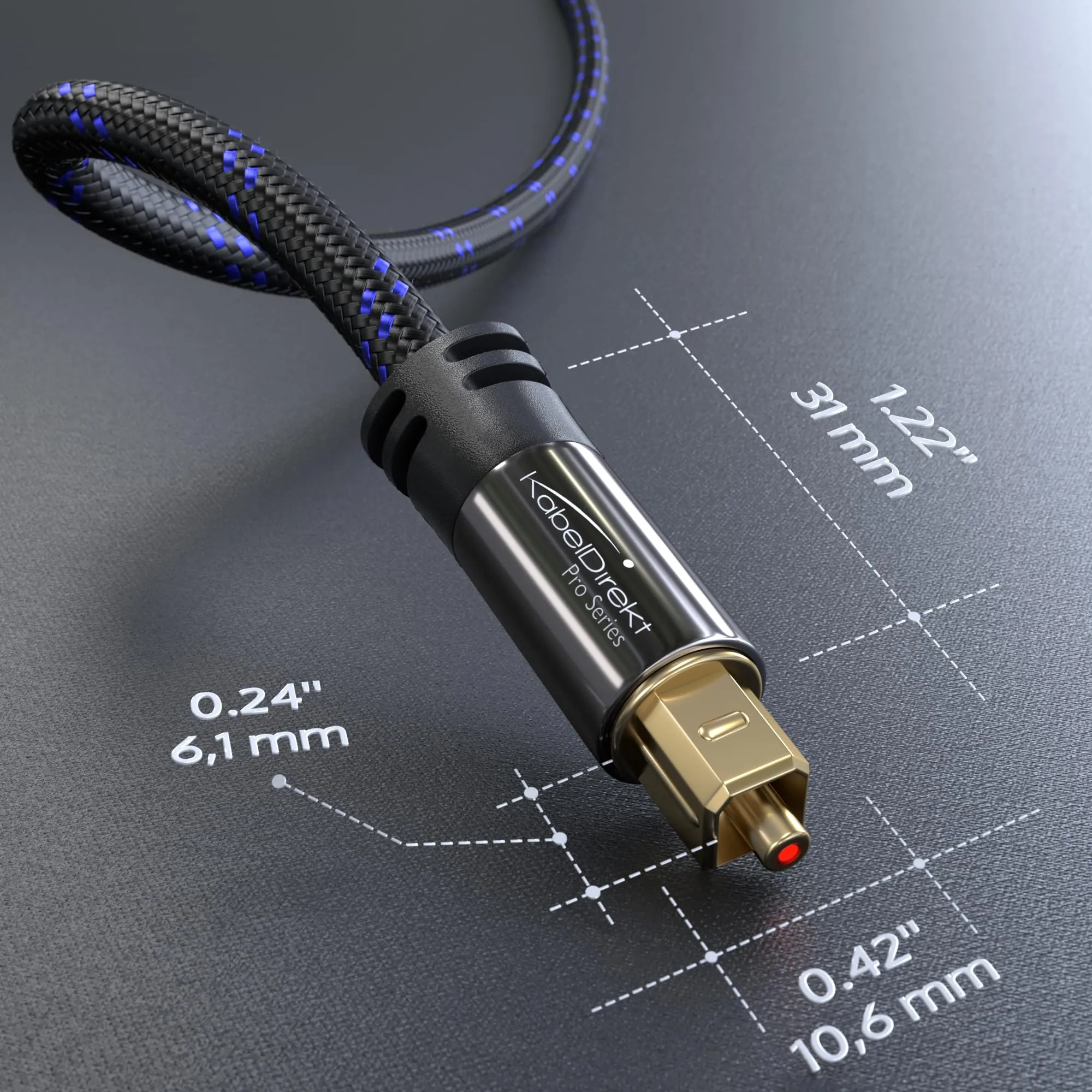 KabelDirekt TOSLINK Cable, 3m, Braided - immagine 6