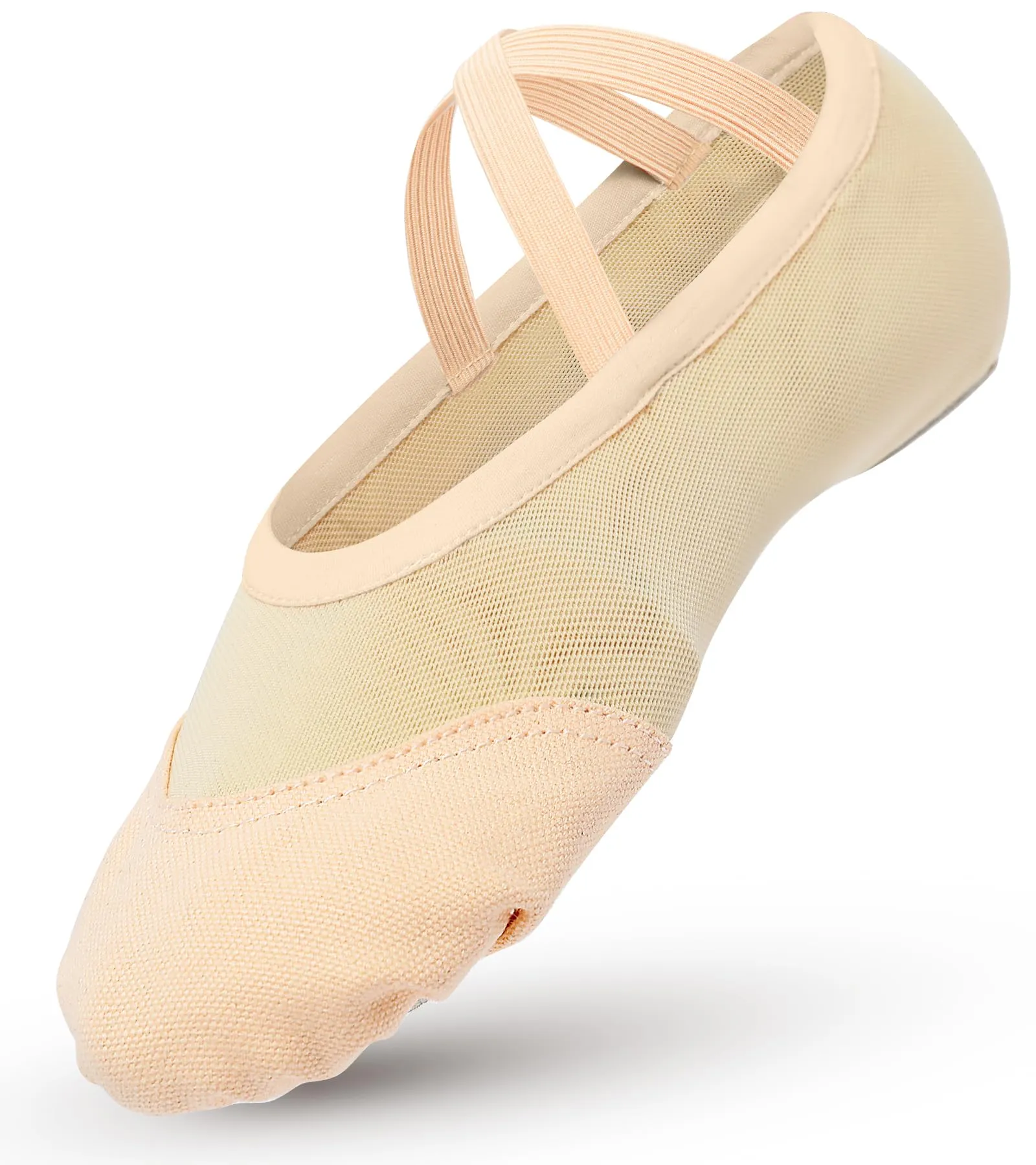 Aiseyi Scarpe da balletto per bambina in pelle e tela, albicocca, 25 EU - immagine 1