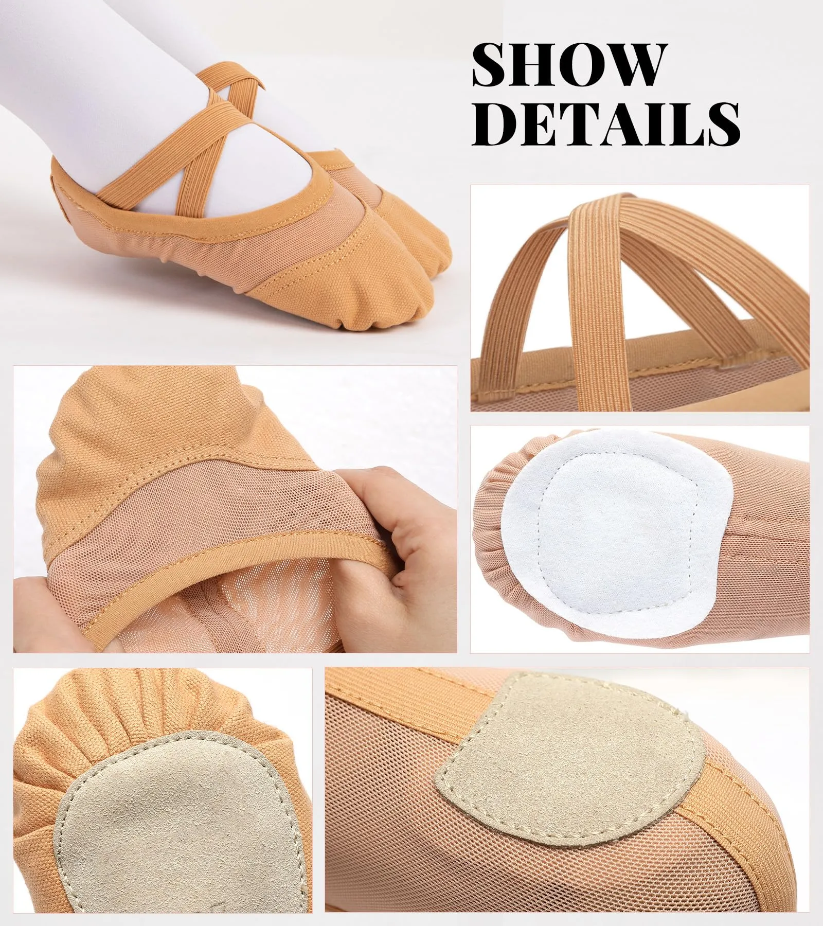 Aiseyi Scarpe da balletto per bambina in pelle e tela, marrone, 29 EU - immagine 4