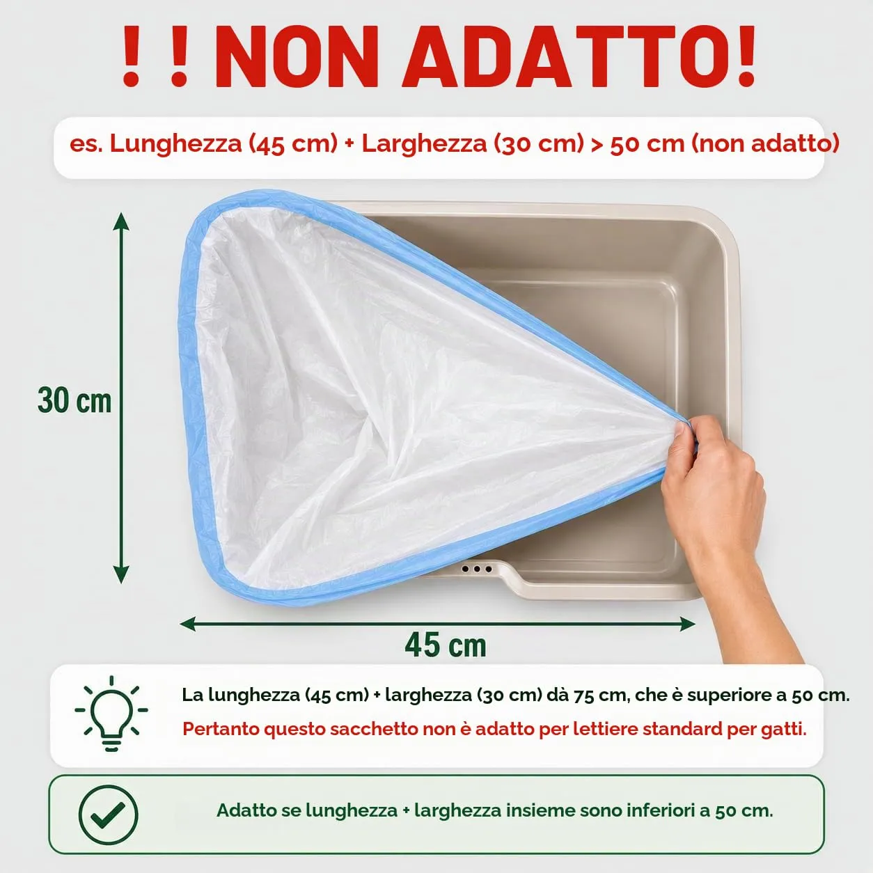 RMAN Sacchetti lettiera gatto per autopulente con coulisse, biodegradabili, 500mm x 450mm, 3 rotoli/45 pezzi - immagine 3