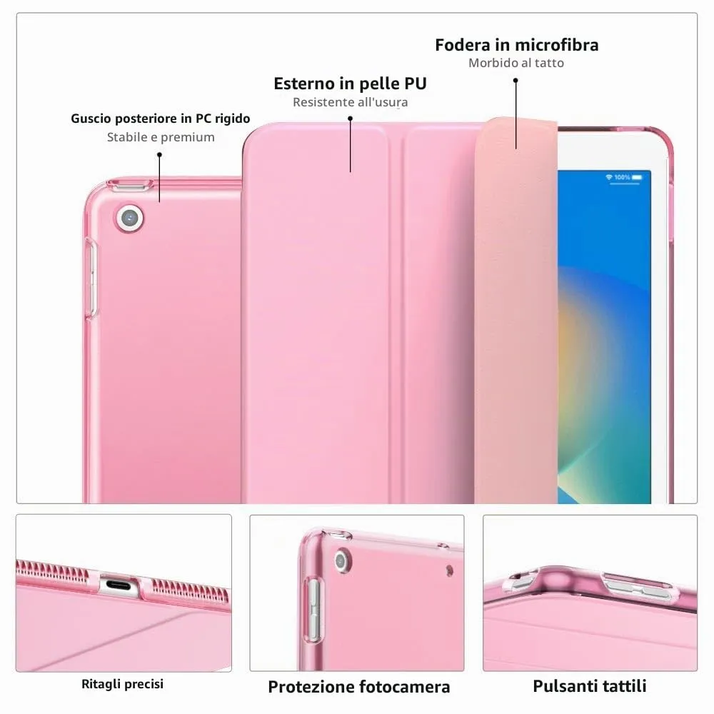 MoKo Cover for iPad 9th/8th/7th Gen 10.2 inch (2021/2020/2019), Fiore Rosa - immagine 4