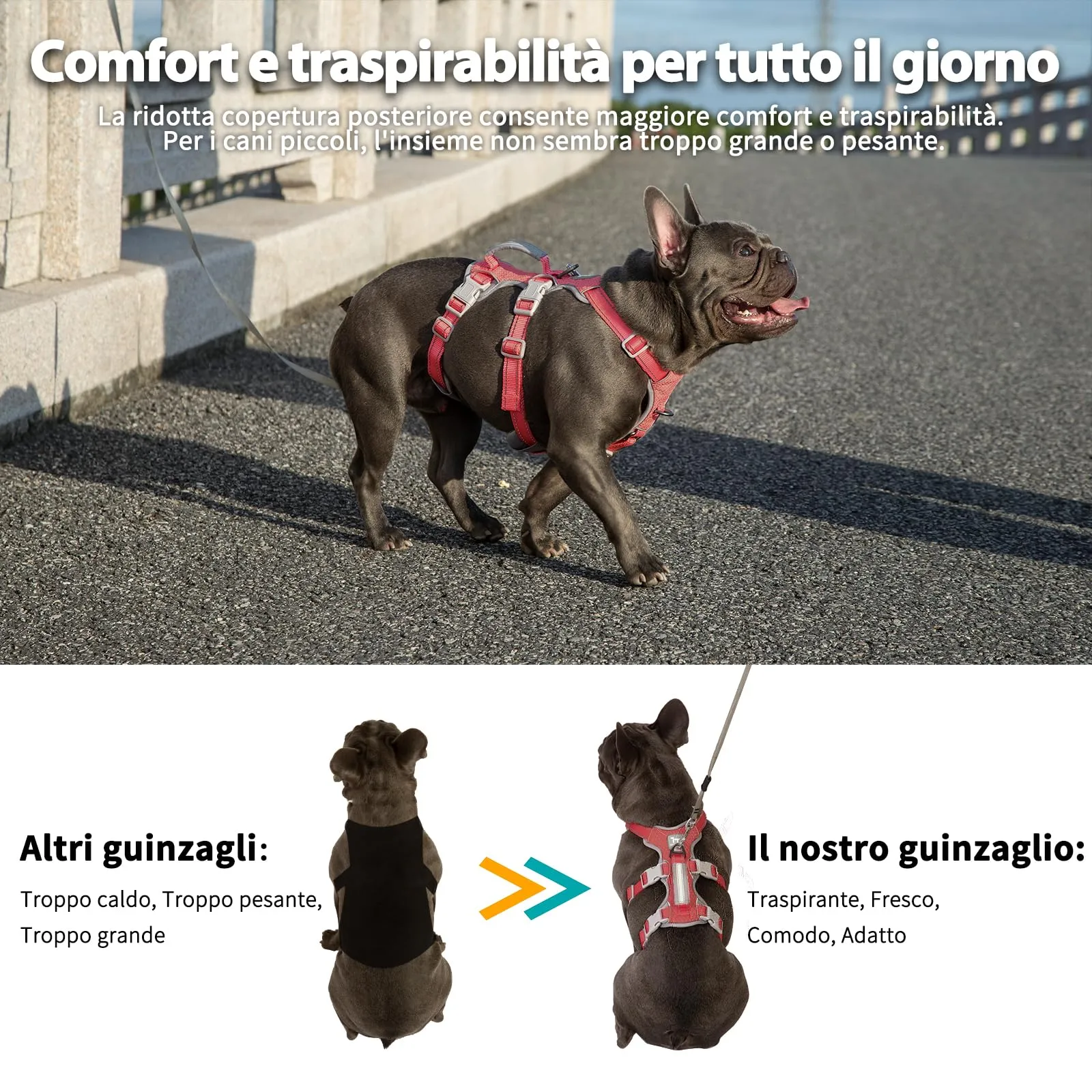 Huntboo Pettorina per Cani a Prova di Fuga, Riflettente, Anti-tiro, con Maniglia e Clip per Guinzaglio Anteriore e Posteriore, Taglia X-Large, Rosso - immagine 6