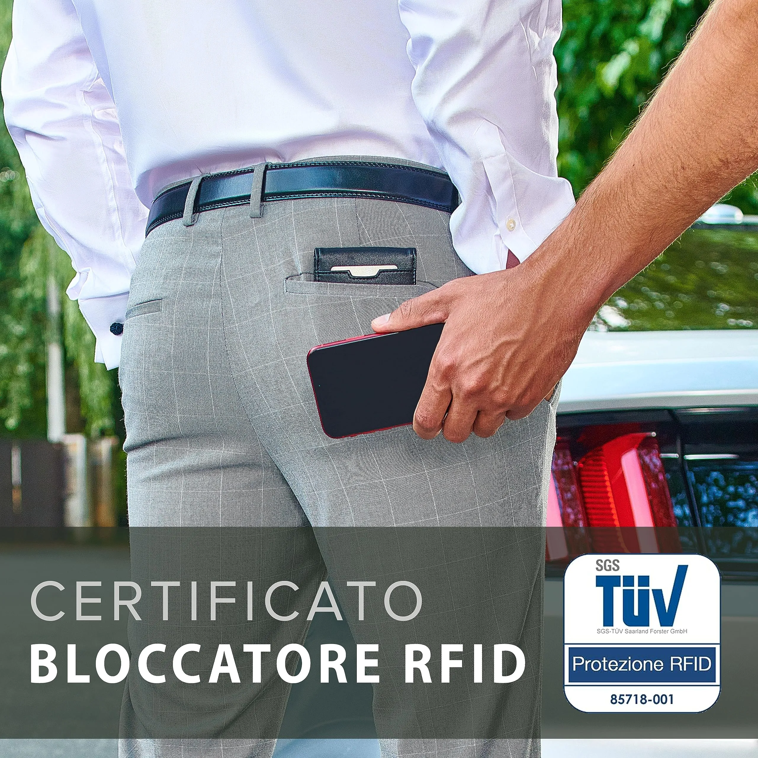 TRAVANDO Portafoglio uomo London con protezione RFID, Slim, Nero - immagine 5