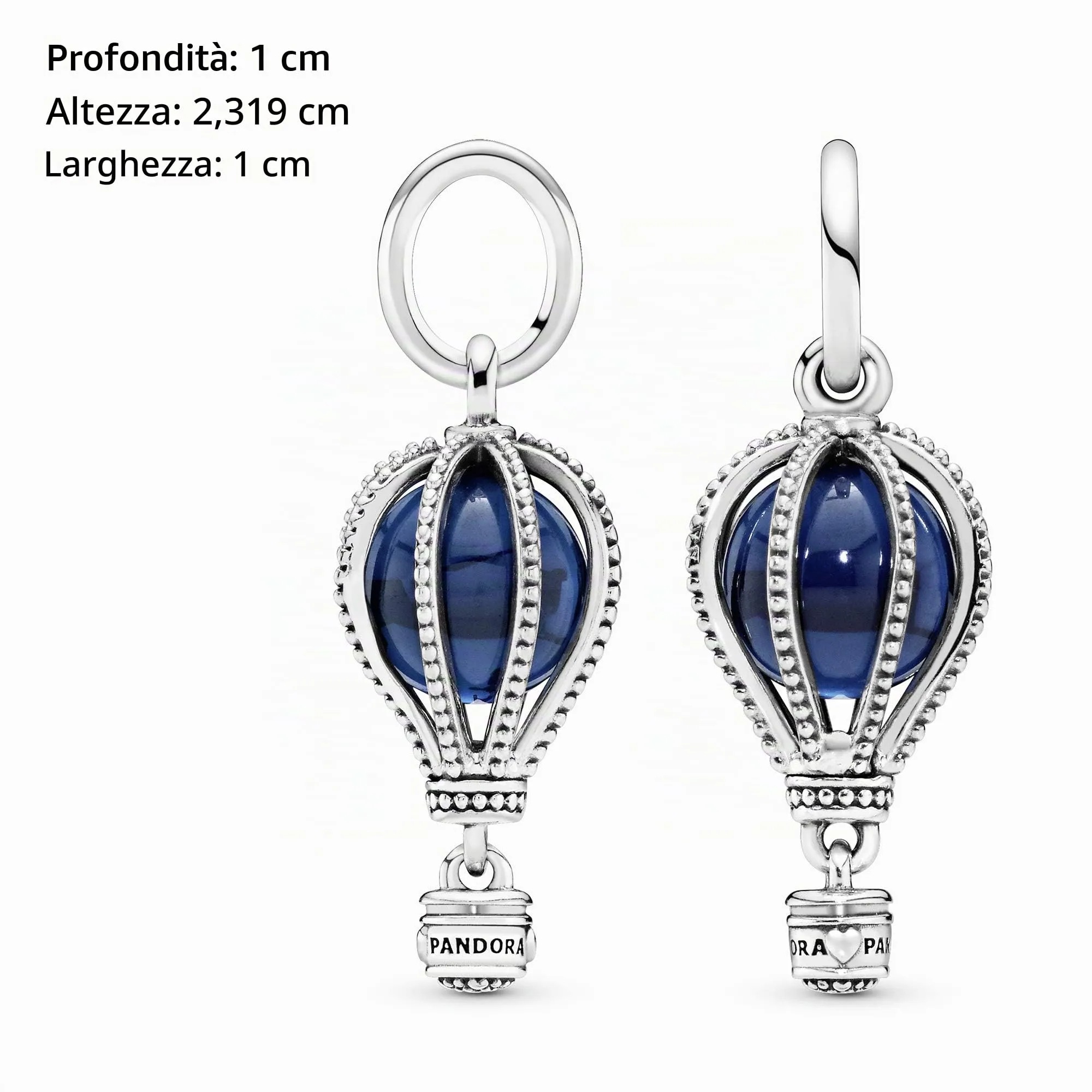 Pandora Pendente Mongolfiera in Argento con Cristallo Blu Chiaro di Luna - immagine 5