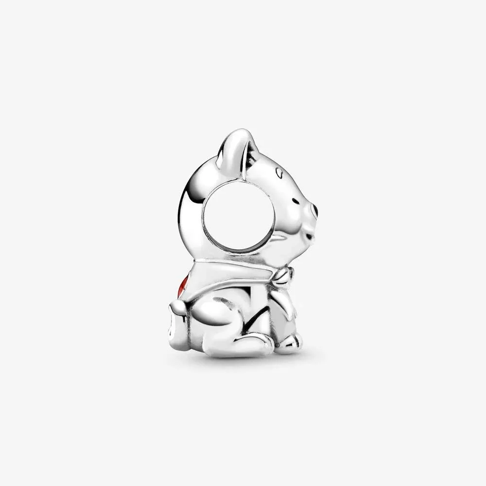 Pandora Ciondolo Cane Akita Inu in Argento Sterling con Smalto Bianco, Rosso e Nero - immagine 4