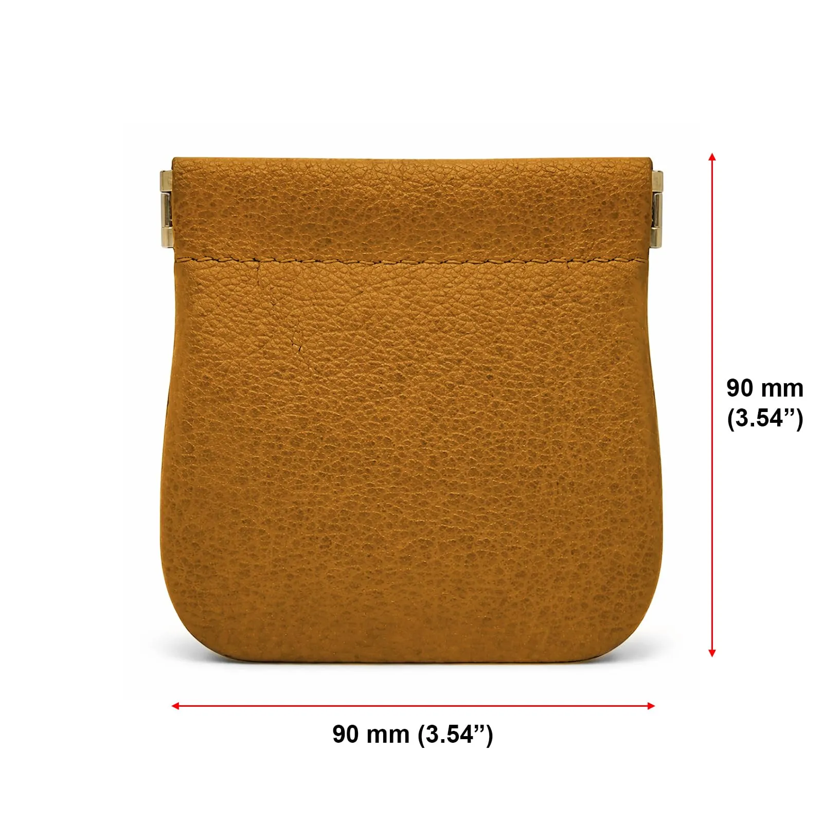 FAST WORLD SHOPPING Portamonete in Vera Pelle Made in Italy con Chiusura a Molla Snap, Cuoio - immagine 2