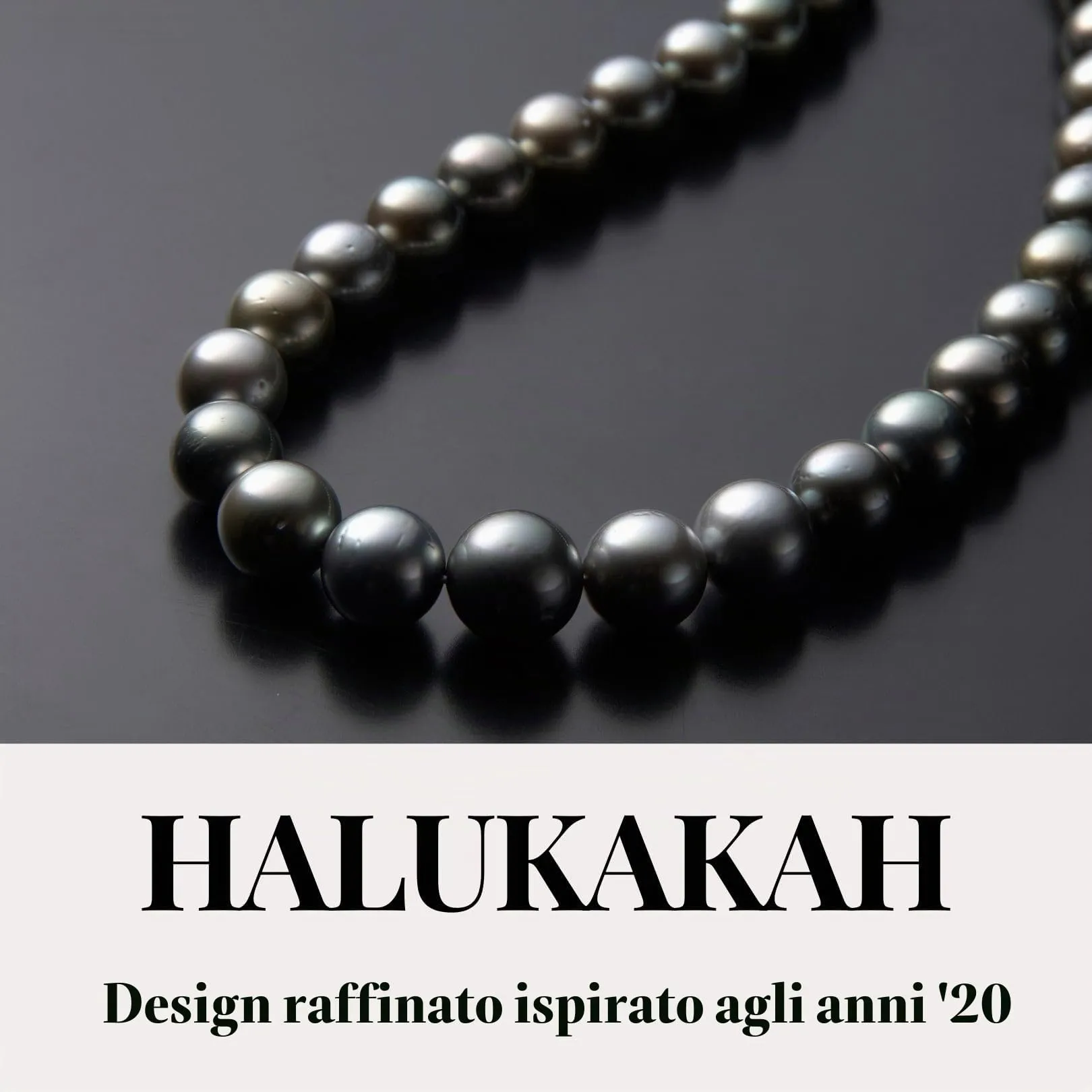 Halukakah Collana Lunga di Perle Coltivate Naturali 8mm, Mezzanotte Nera, 150cm - immagine 2
