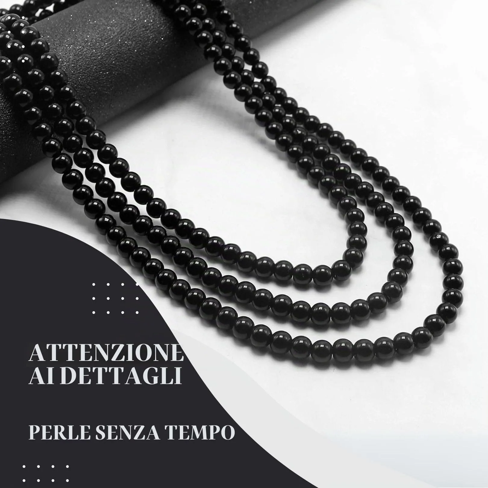 Halukakah Collana Lunga di Perle Coltivate Naturali 8mm, Mezzanotte Nera, 150cm - immagine 4