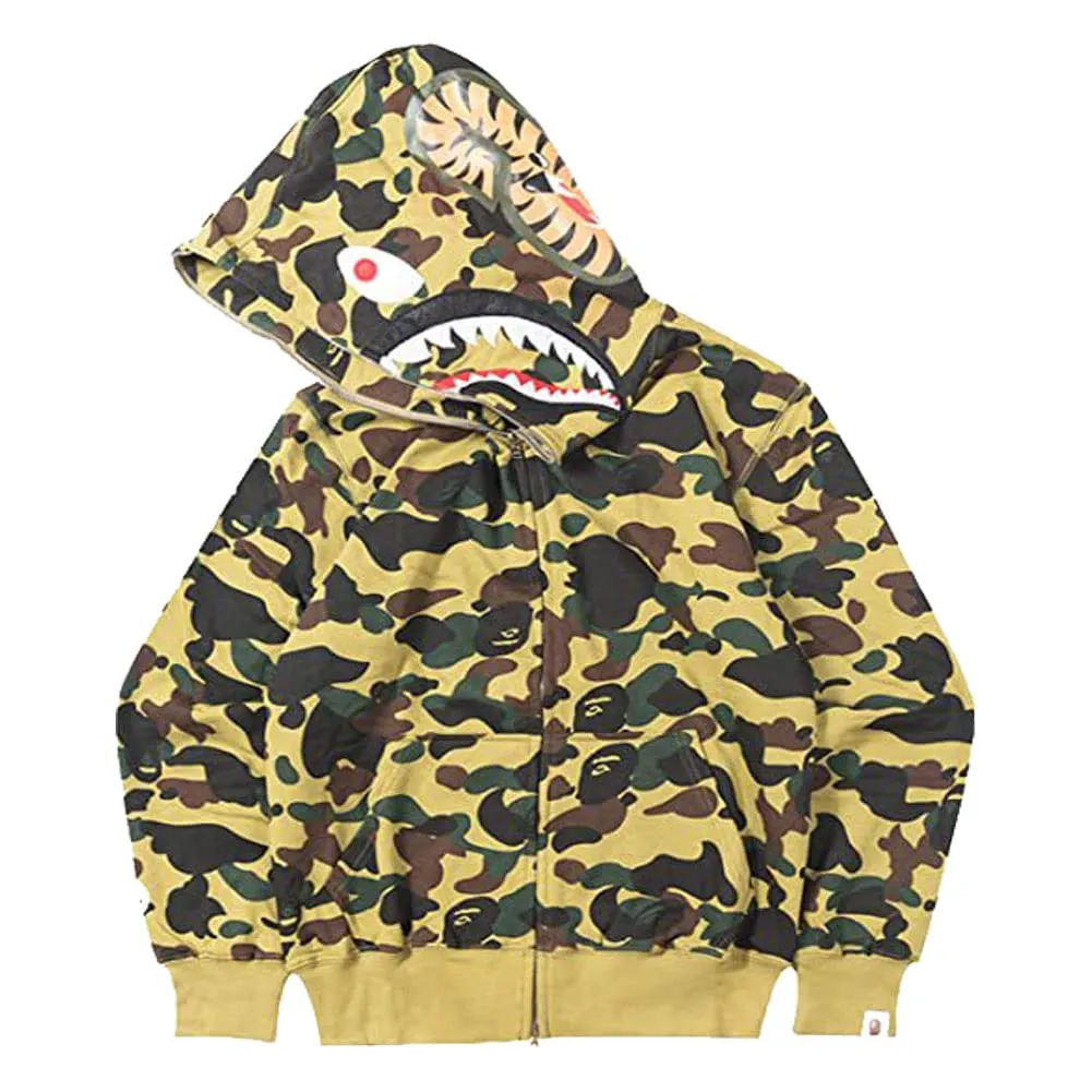 LIAOPUFUS Uomo Felpa con Cappuccio 3D Shark Mimetica con Cerniera, Kaki, 2XL - immagine 1
