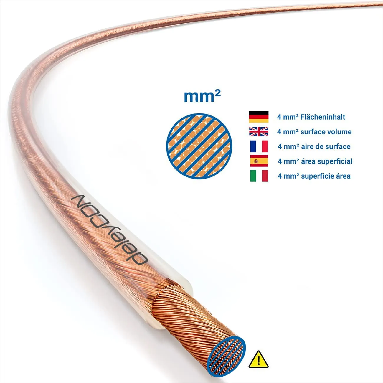 deleyCON Speaker Cable 2x 4,0 mm² OFC Pure Copper MK5828, 20m, Transparent - immagine 3