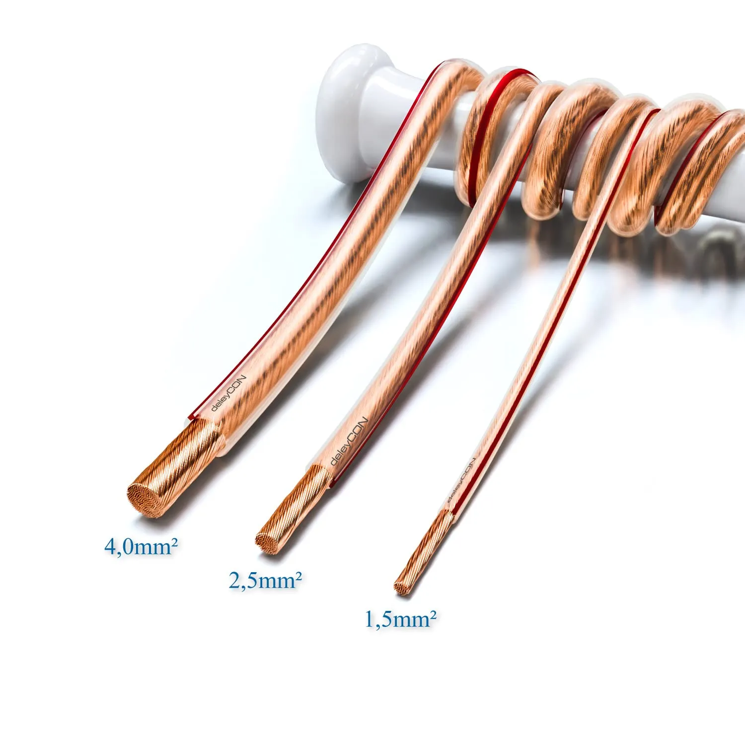 deleyCON 50m Cavo Altoparlante 2x 4,0 mm² OFC Puro Rame MK5831 Trasparente - immagine 4