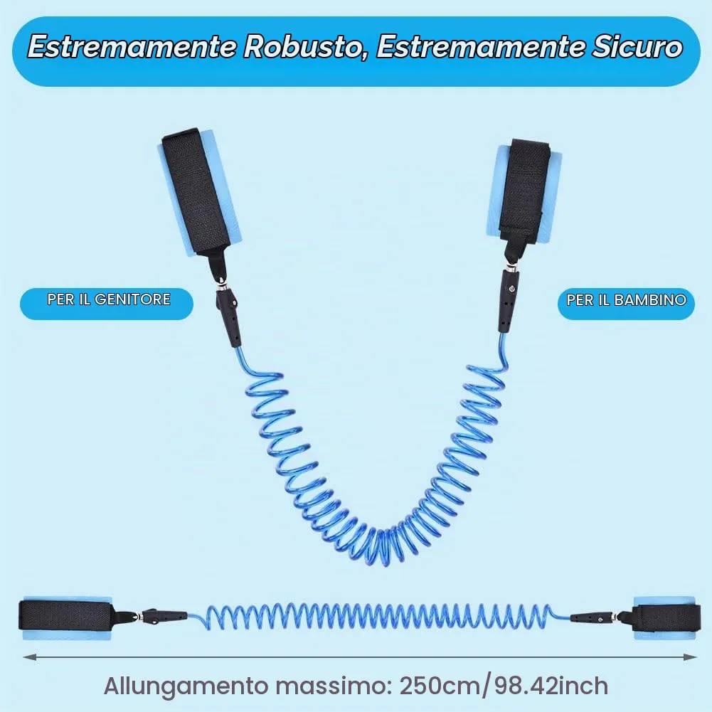 Aomig Bracciale Sicurezza Bambino Anti-Perso, Guinzaglio Polso 2.5M, Blu - immagine 2