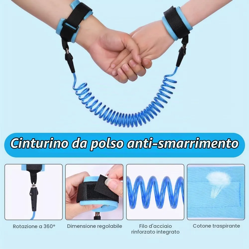 Aomig Bracciale Sicurezza Bambino Anti-Perso, Guinzaglio Polso 2.5M, Blu - immagine 3