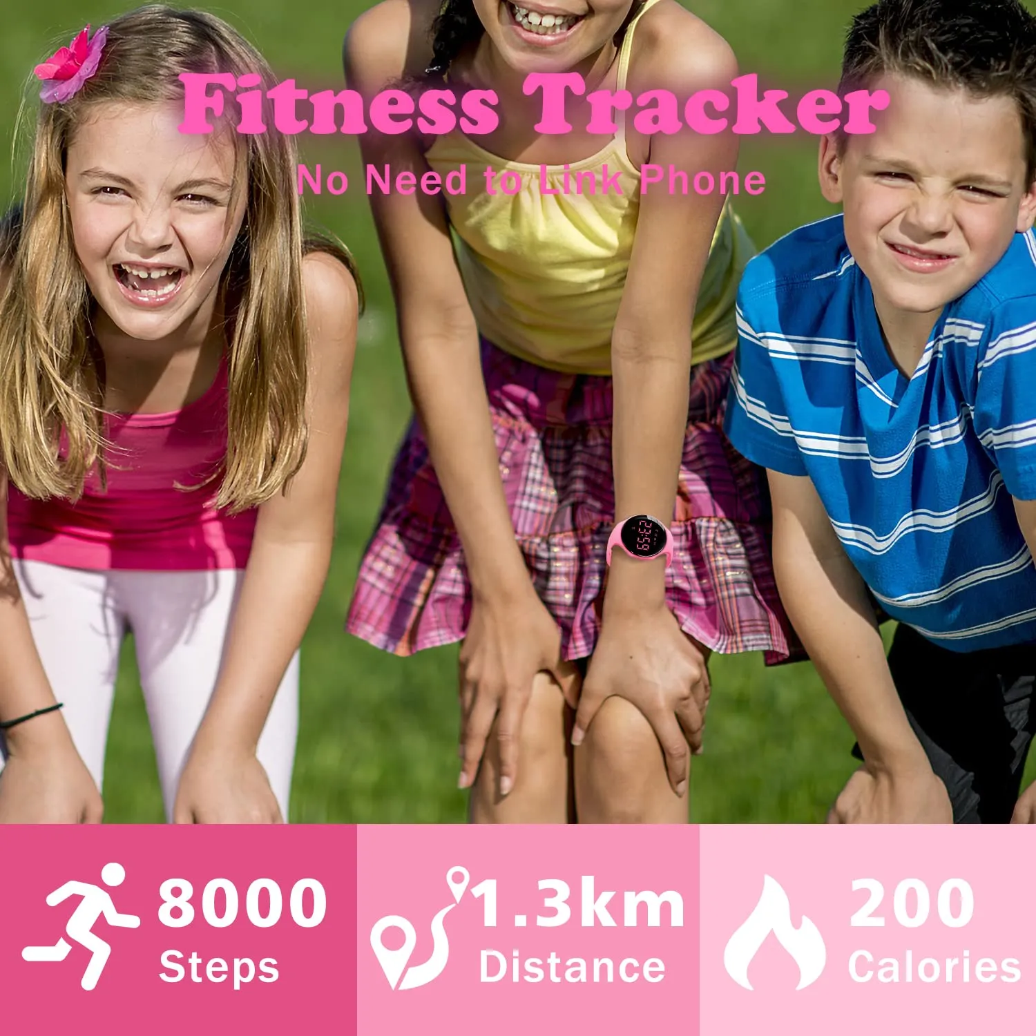 BEN NEVIS T66AA Orologio Digitale Fitness Tracker per Bambini e Ragazzi, Impermeabile, Silicone, Rosa - immagine 4
