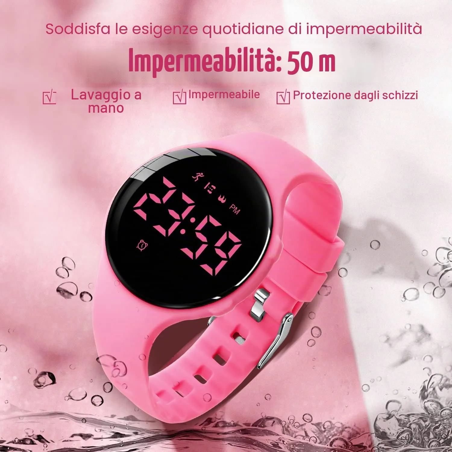 BEN NEVIS T66AA Orologio Digitale Fitness Tracker per Bambini e Ragazzi, Impermeabile, Silicone, Rosa - immagine 7