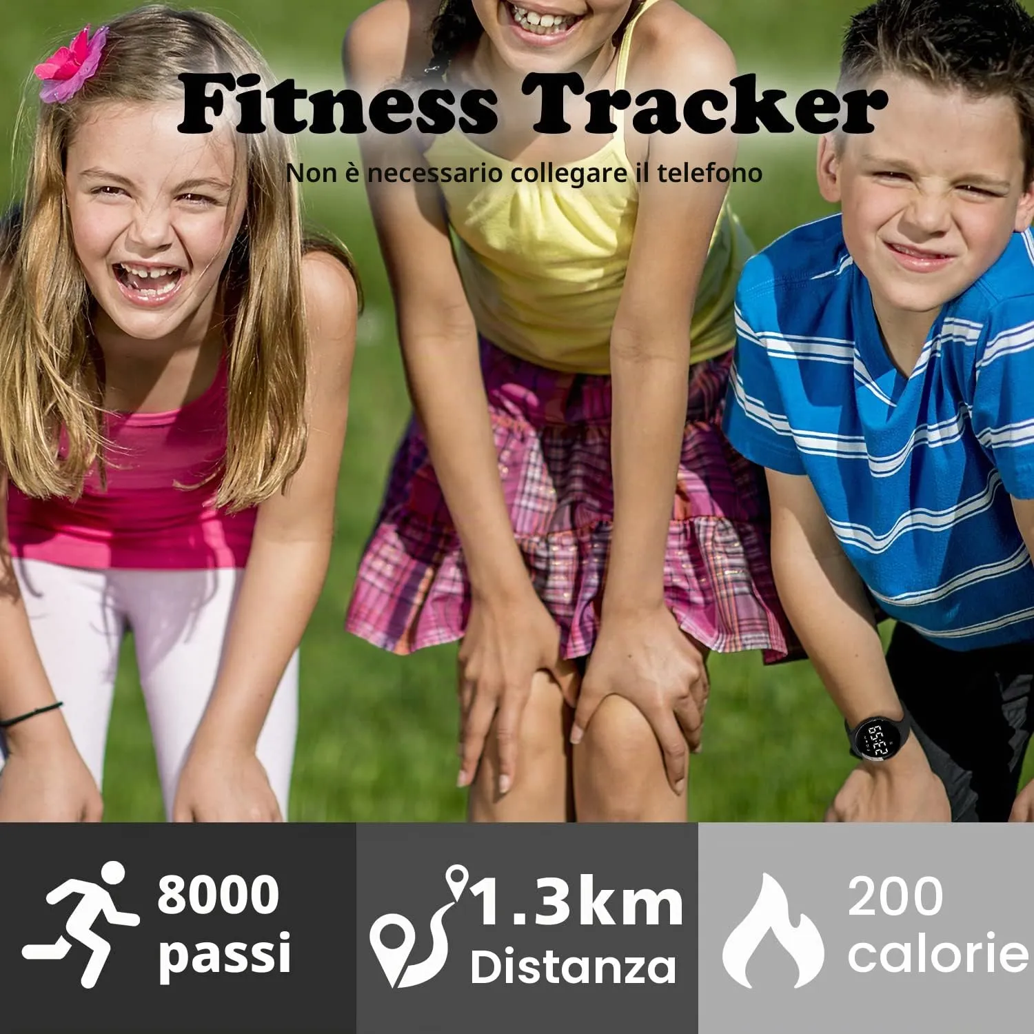 BEN NEVIS T66AA Orologio Digitale Fitness Tracker per Bambini e Ragazzi, Impermeabile e Ricaricabile, Silicone, Nero - immagine 4