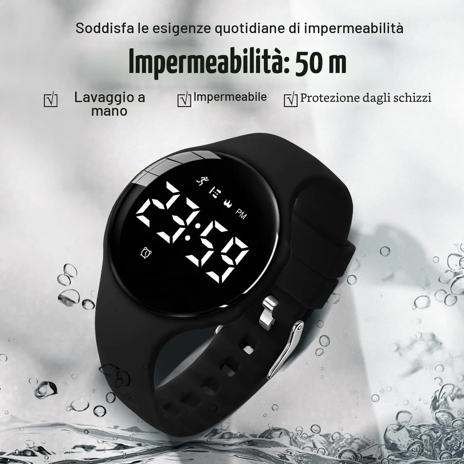 BEN NEVIS T66AA Orologio Digitale Fitness Tracker per Bambini e Ragazzi, Impermeabile e Ricaricabile, Silicone, Nero - immagine 7