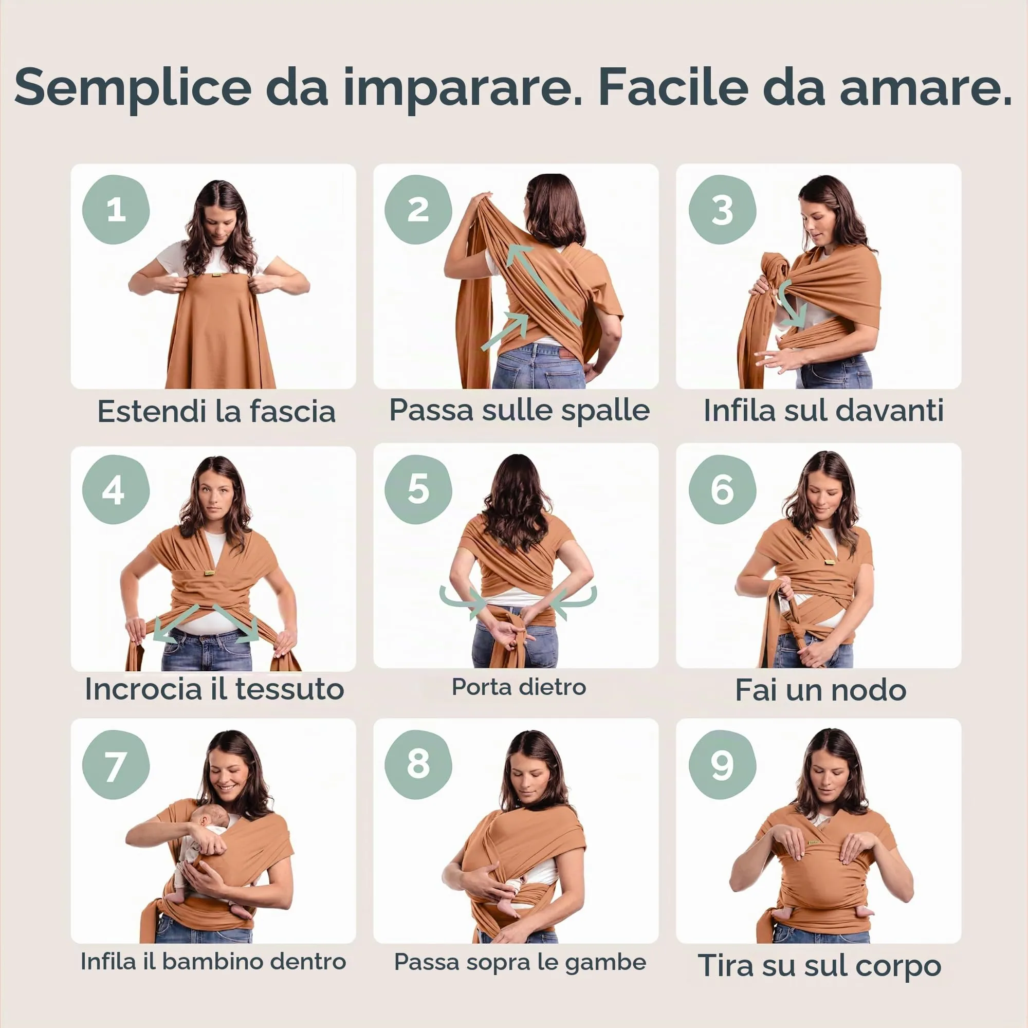 Boba Fascia Porta Bebè Elastica in Cotone, Volpe - immagine 6