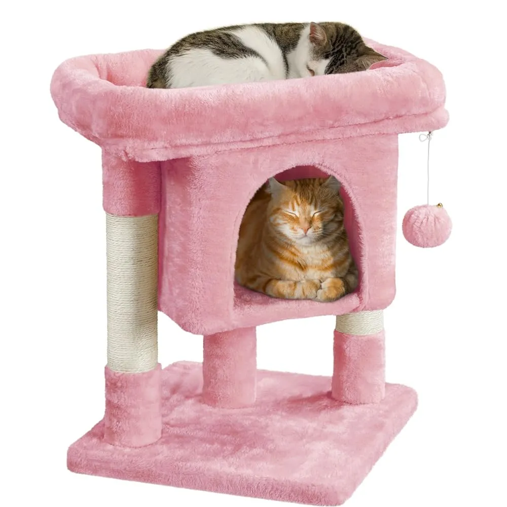 Yaheetech Tiragraffi Albero per Gatti con Posatoio, 40,5 x 40,5 x 59 cm, Rosa - immagine 1