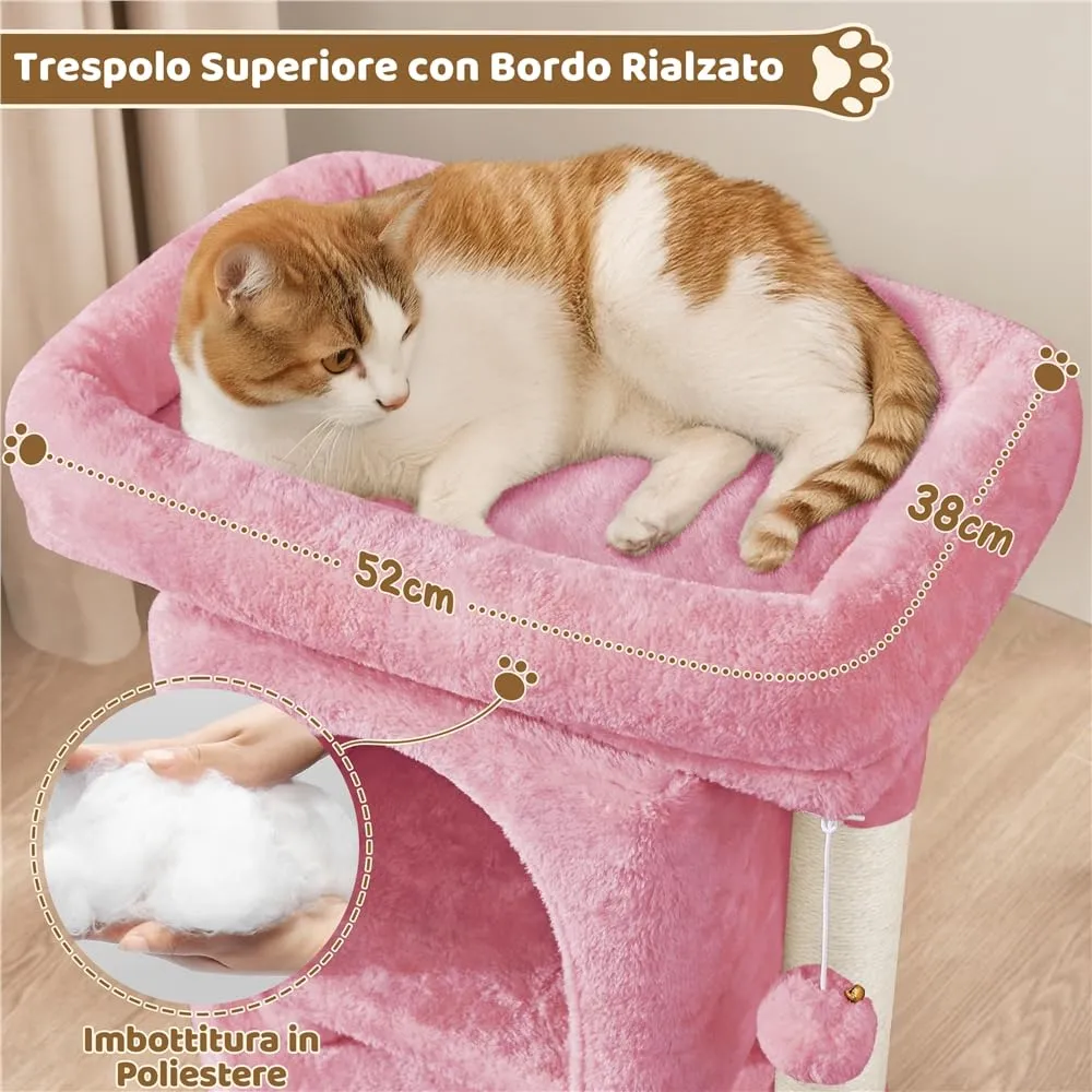 Yaheetech Tiragraffi Albero per Gatti con Posatoio, 40,5 x 40,5 x 59 cm, Rosa - immagine 4