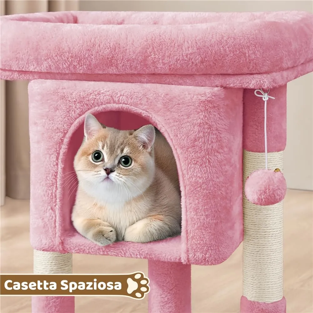 Yaheetech Tiragraffi Albero per Gatti con Posatoio, 40,5 x 40,5 x 59 cm, Rosa - immagine 5
