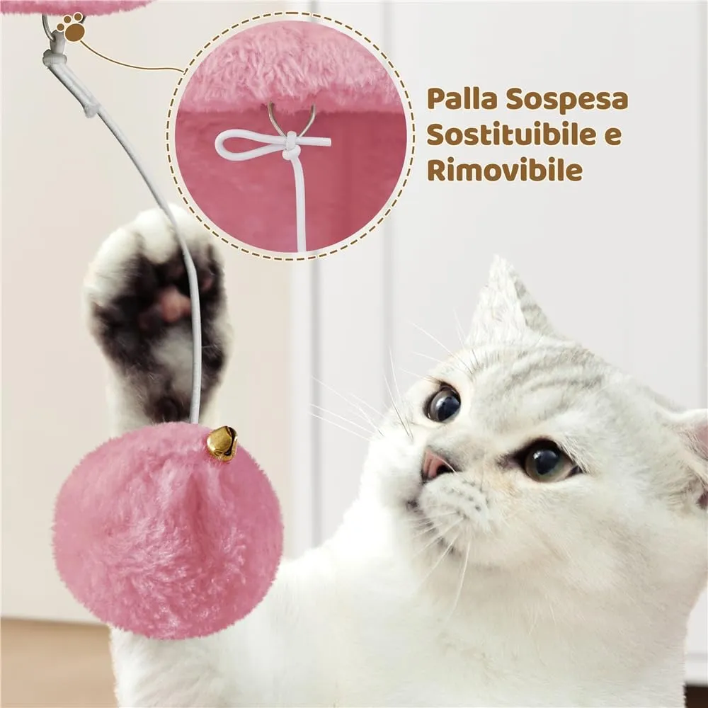Yaheetech Tiragraffi Albero per Gatti con Posatoio, 40,5 x 40,5 x 59 cm, Rosa - immagine 8