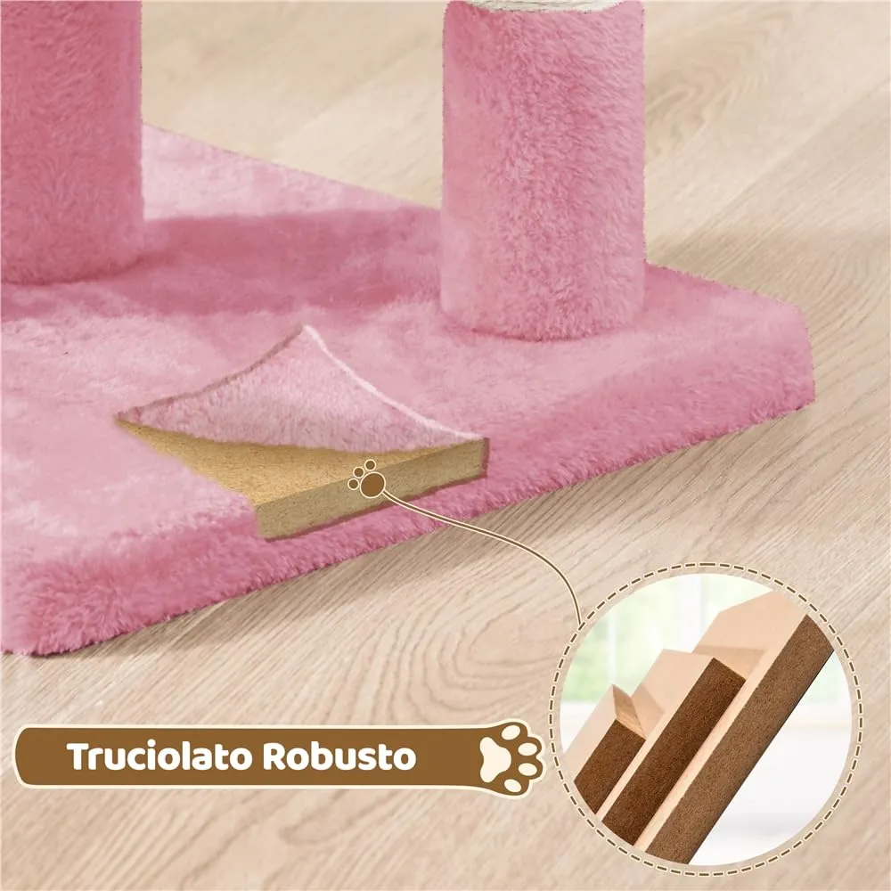 Yaheetech Tiragraffi Albero per Gatti con Posatoio, 40,5 x 40,5 x 59 cm, Rosa - immagine 9