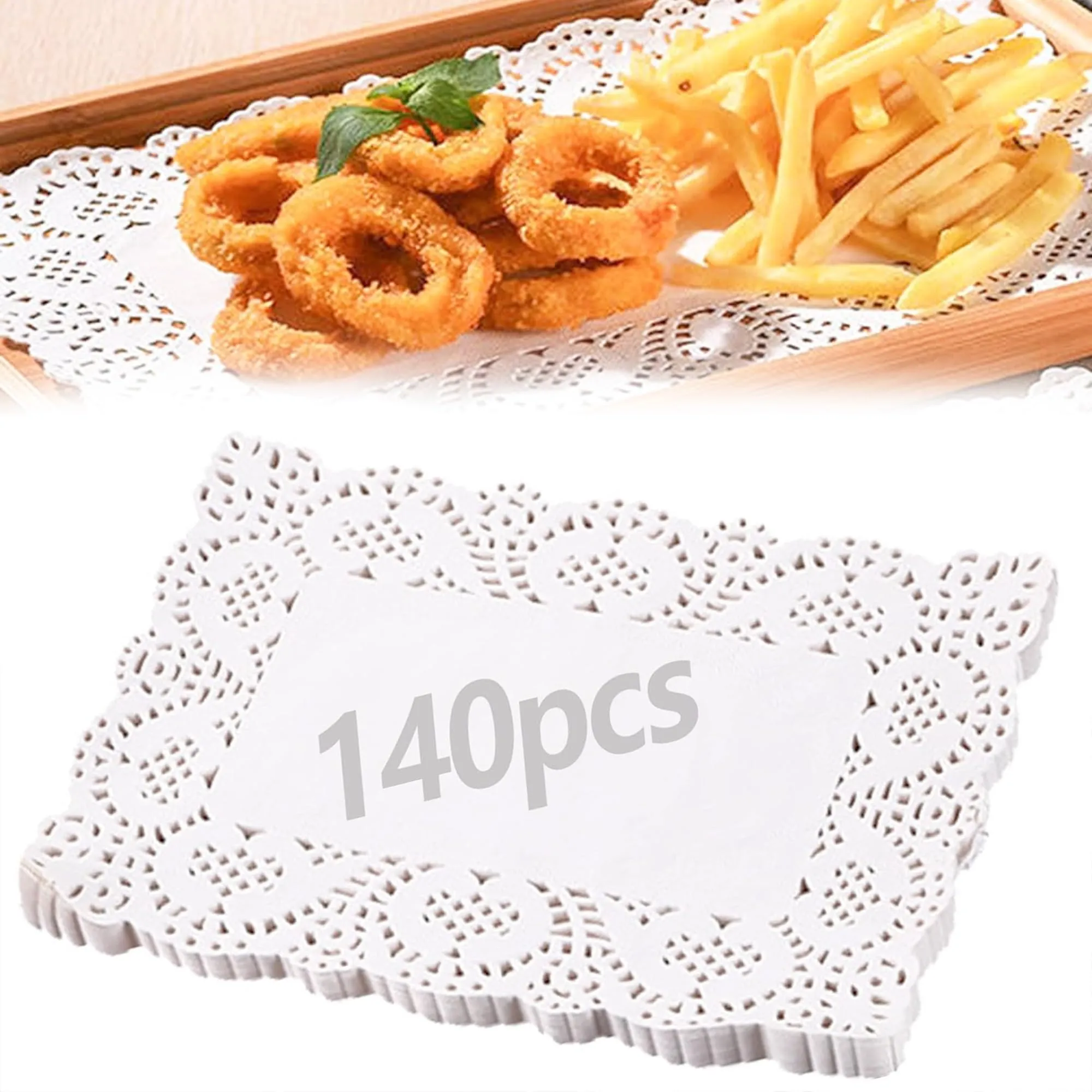 DXIA Sottotorta Rettangolo in Carta Pizzo, 23x16 cm, 140 Pezzi - immagine 1