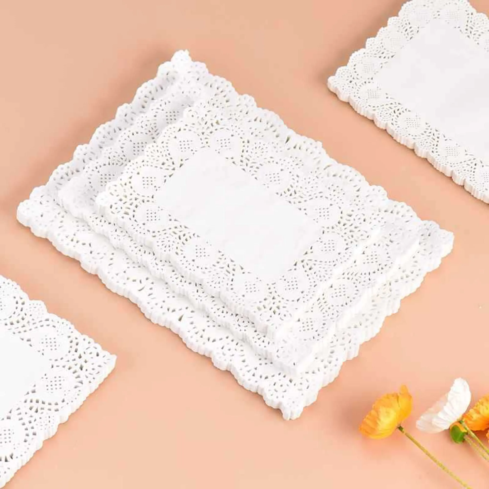 DXIA Sottotorta Rettangolo in Carta Pizzo, 23x16 cm, 140 Pezzi - immagine 8