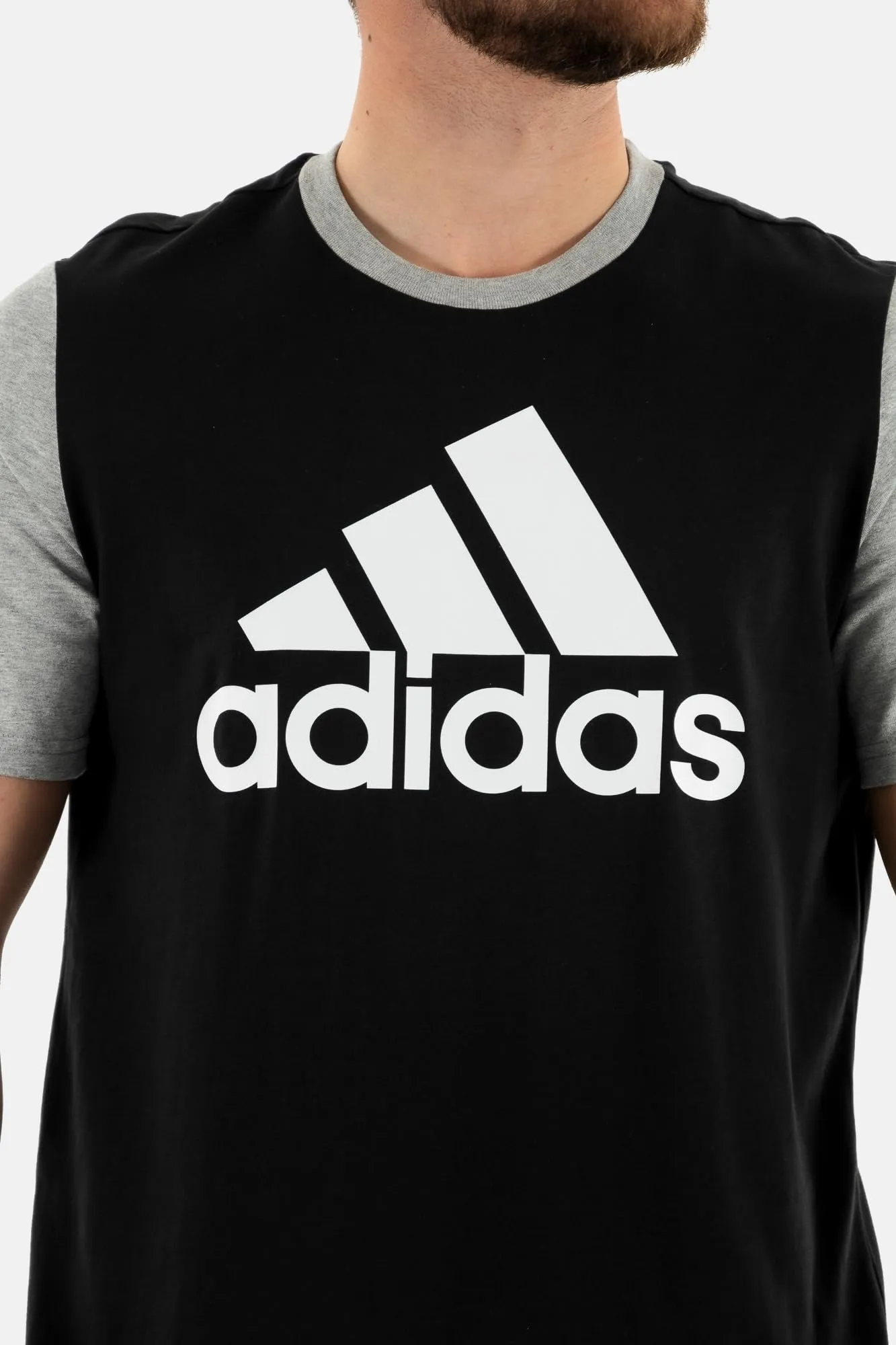 adidas Essentials Single Jersey Big Logo Tee - Black/Medium Grey Heather - S - immagine 3