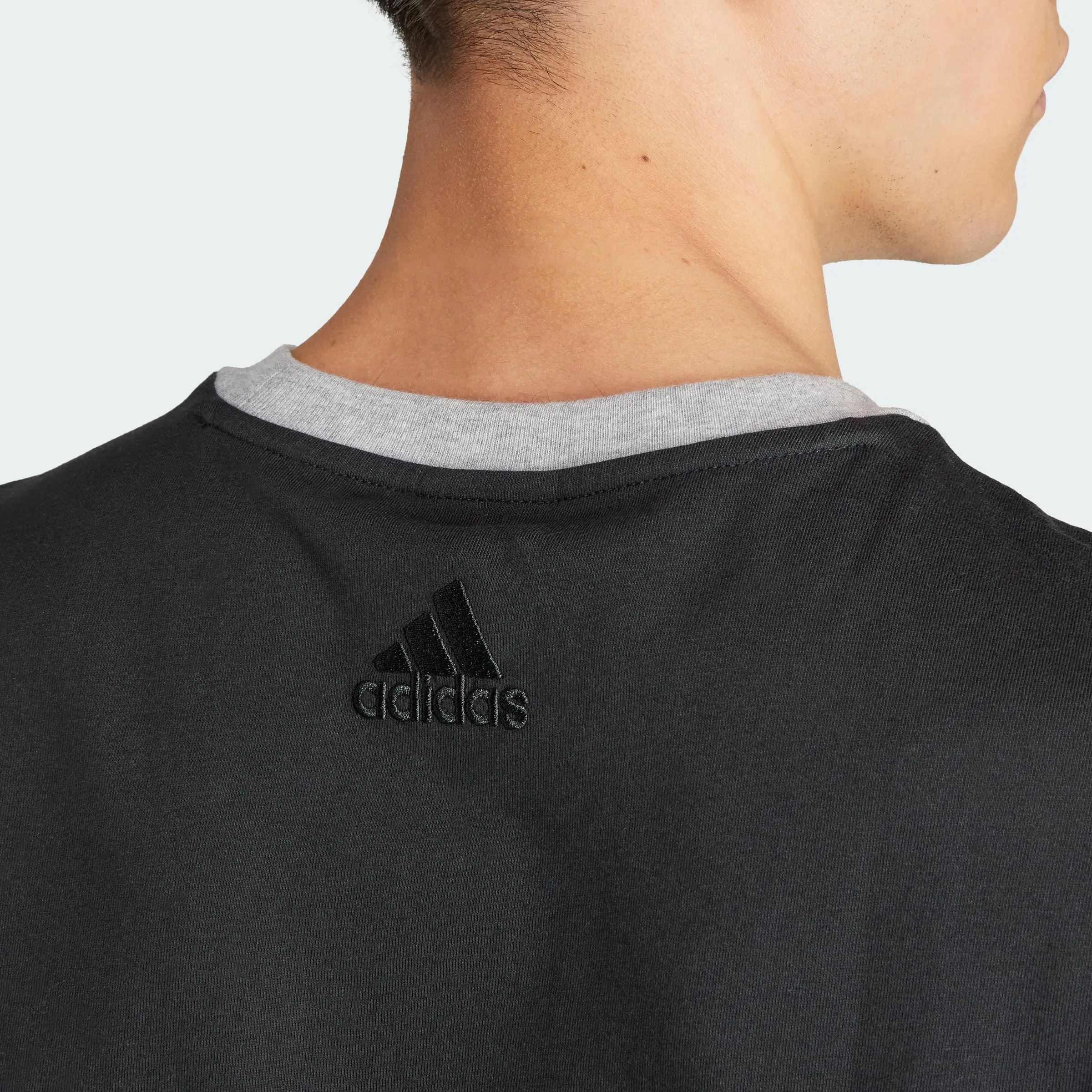 adidas Essentials Single Jersey Big Logo Tee - Black/Medium Grey Heather - S - immagine 5